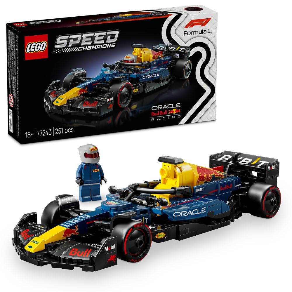 مدل ماشین مسابقه LEGO Speed Champions Oracle Red Bull Racing RB20 F1 با نخستین فرمول یک قابل جمع‌آوری با حاضریت مینی‌فیگور راننده - مجموعه نمایشی برای طرفداران بالغ موتوراسپرت و مسابقات رانندگی 77243