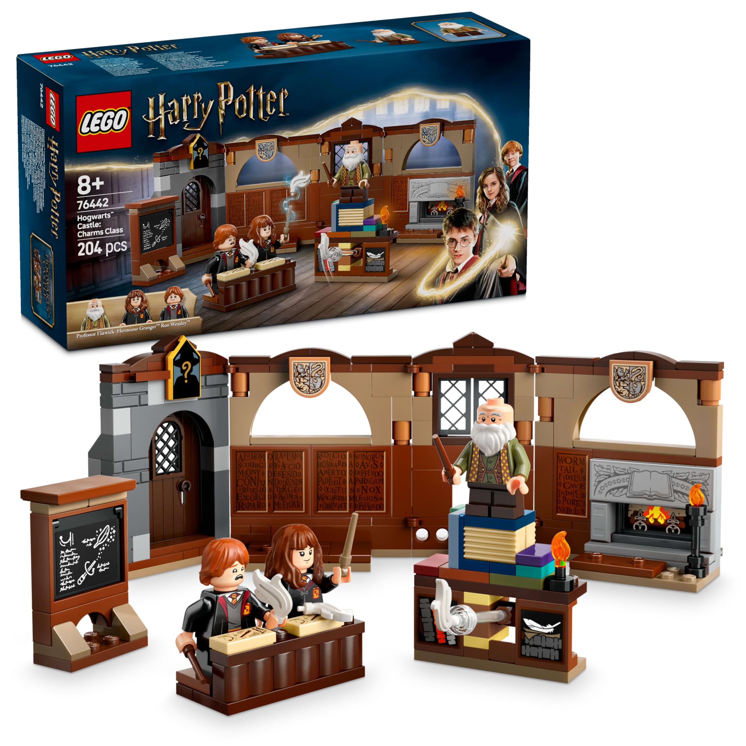 مجموعه LEGO Harry Potter Hogwarts Castle: مجموعه کلاس جادو با ۳ مینی فیگور شامل هرمیونه گرنجر و ران ویزلی، دارای قابلیت Levitation Wingardium Leviosa Levitation، اسباب بازی برای پسران و دختران ۸+ ساله، 76442