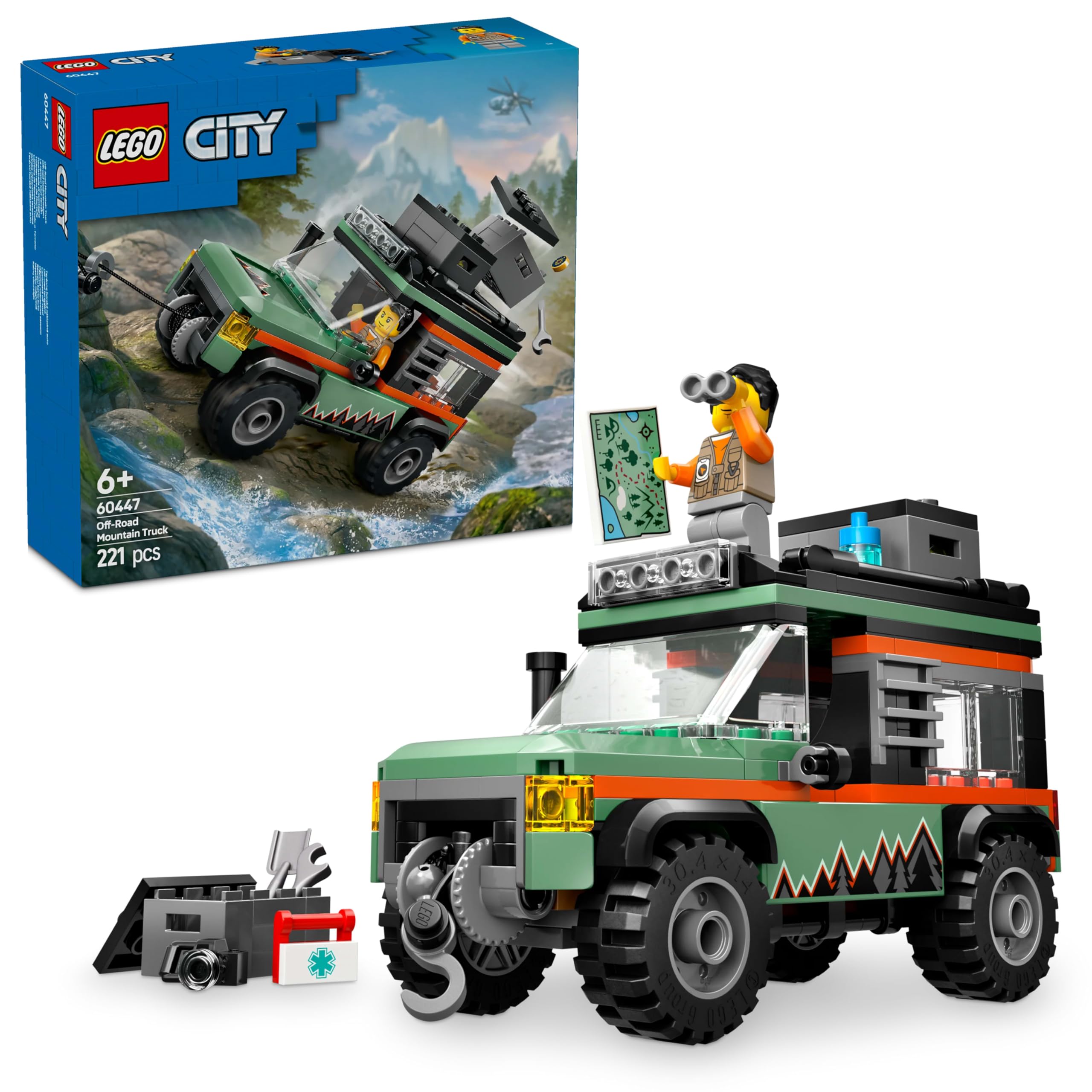 مجموعه اسباب بازی شاخص جبهه جبلی 4x4 شهر LEGO - اسباب بازی ساخت و ساز برای پسران و دختران 6 ساله و بالاتر - ایده‌های هدیه جذاب برای تولد و تعطیلات - شامل یک فیگور و لوازم جانبی - 60447