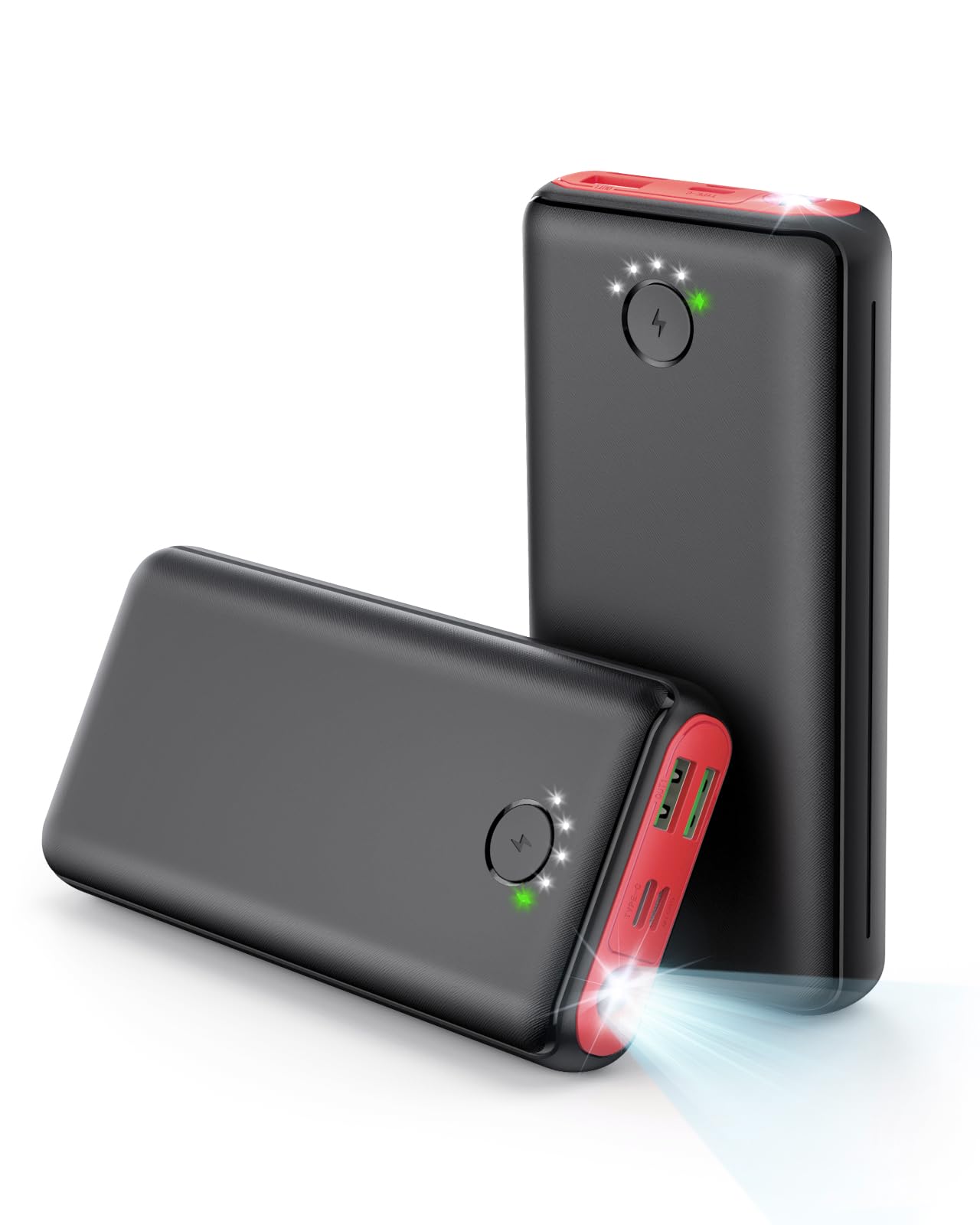 شارژر قابل حمل RONEGN Power Bank 40000mah، شارژ سریع USB C 22.5W باتری خارجی شارژر گوشی همراه با 3 خروجی و 2 ورودی برای آیفون، اندروید، سامسونگ، لوازم سفر و کمپینگ رویایی - قرمز