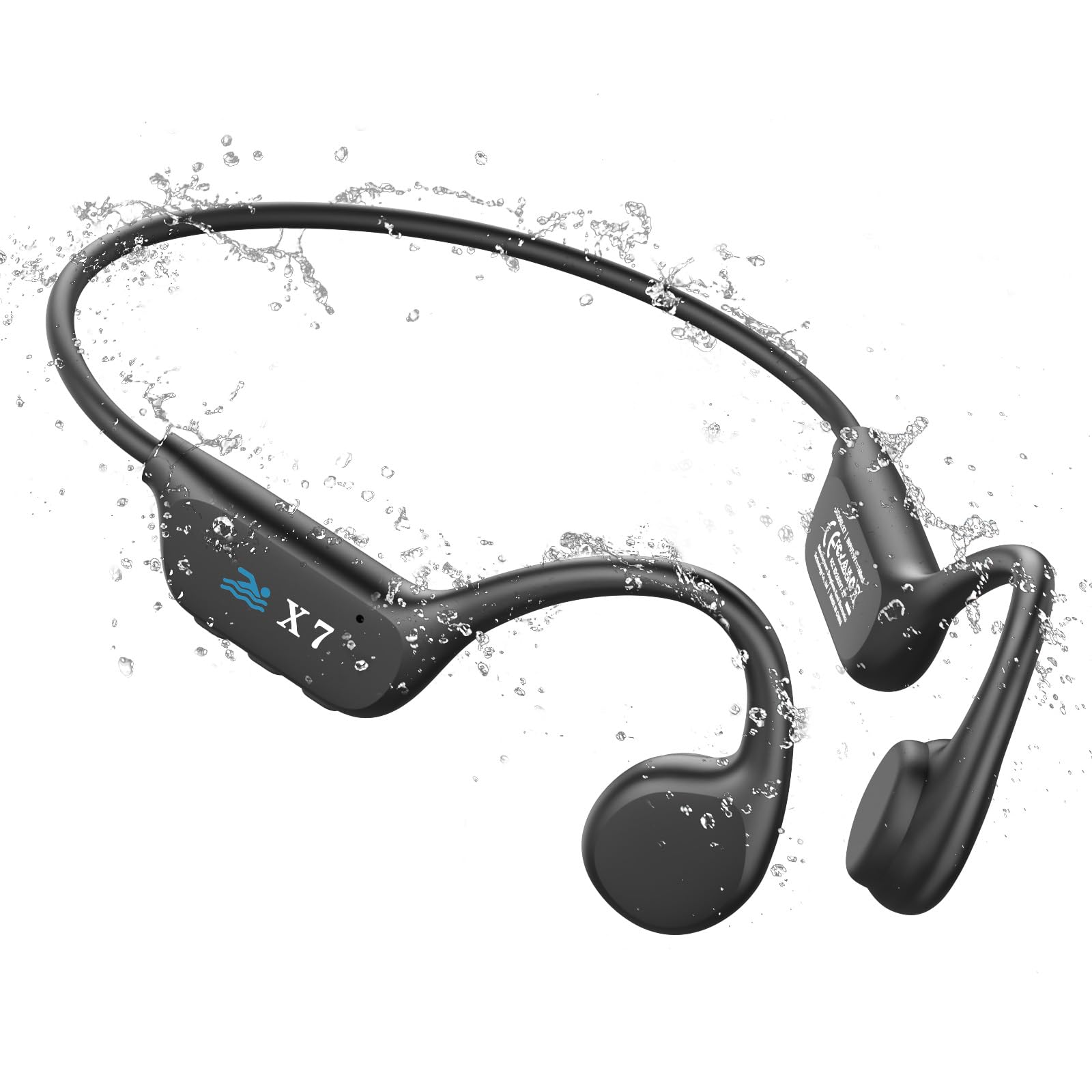 گوودساوند X7 بلوتوث باز گوش گوشی های ضد آب IP68 با پخش کننده MP3، 32 گیگابایت، مشکی سیاه powde