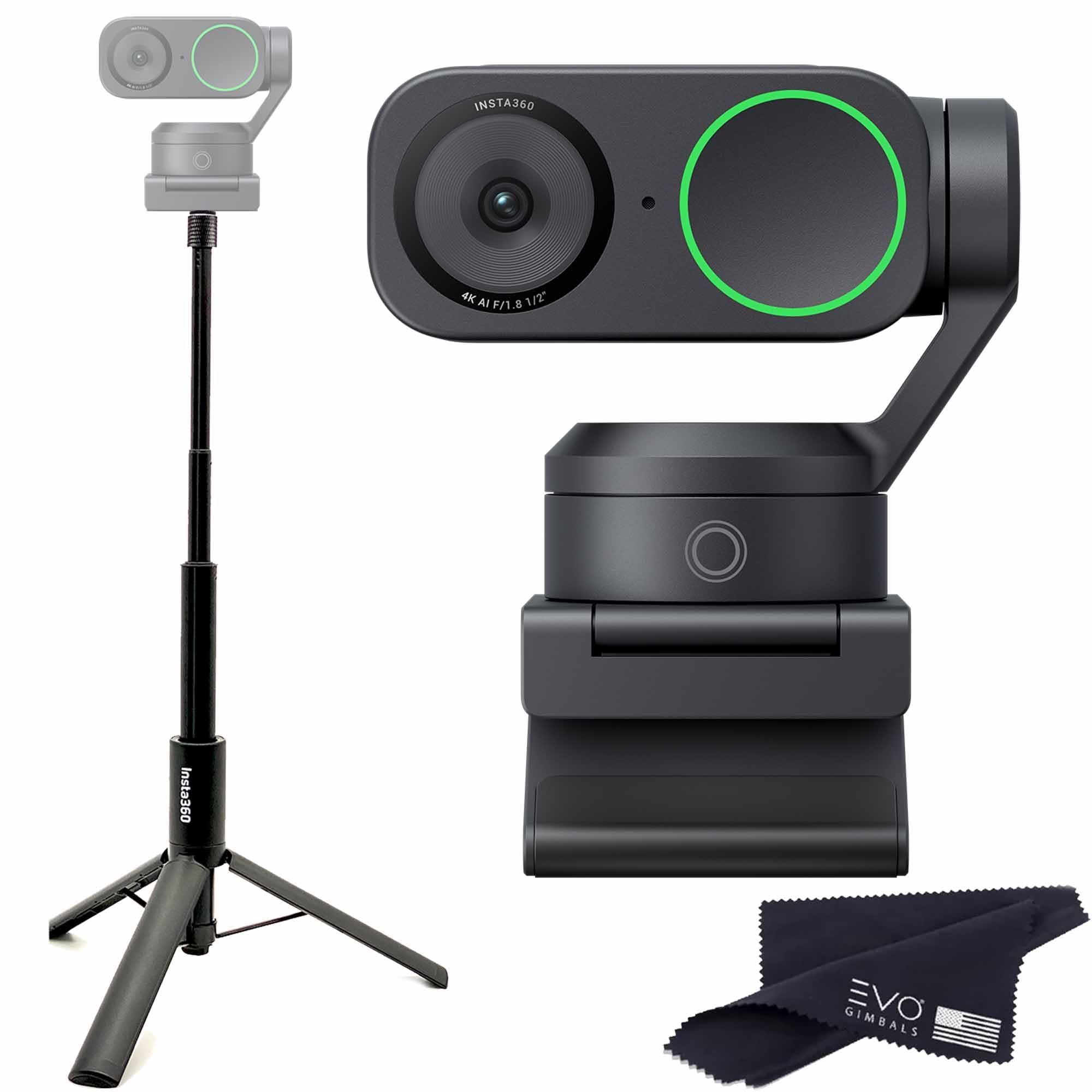 دوربین وب اینستا360 لینک 2-PTZ با حسگر 1/2 اینچ، دنبال کردن هوشمندی، کنترل با حرکات دست، HDR، میکروفن لغو نویز، وبکم برای لپتاپ، استریم زنده، بازی (با سه‌پایه استیک سلفی)