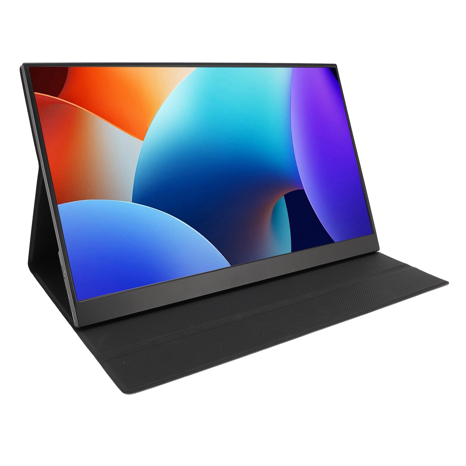 VELATEMOR 15.6 اینچ تمدید کننده صفحه نمایش لپتاپ، صفحه نمایش قابل حمل USB C با زاویه دید 178 درجه، صفحه نمایش لمسی قابل حمل با پوشش چرمی PU محافظ، پشتیبانی از حالت آینه و تقسیم.