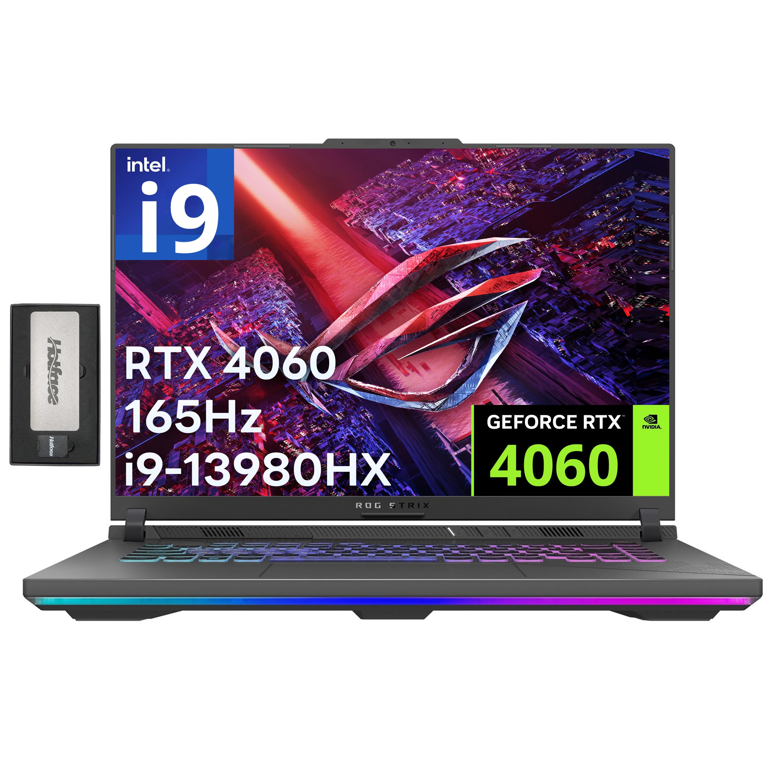 لپ تاپ بازی ASUS ROG Strix G16 16 "165Hz FHD ، Intel i9-13980HX ، 64GB DDR5 ، 2TB SSD ، NVIDIA GeForce RTX 4060 8GB ، صفحه کلید با نور پس زمینه ، وب کم HD ، Wi-Fi 6E ، خاکستری ، Win 11 Pro ، مجموعه ایستگاه داکینگ 256GB