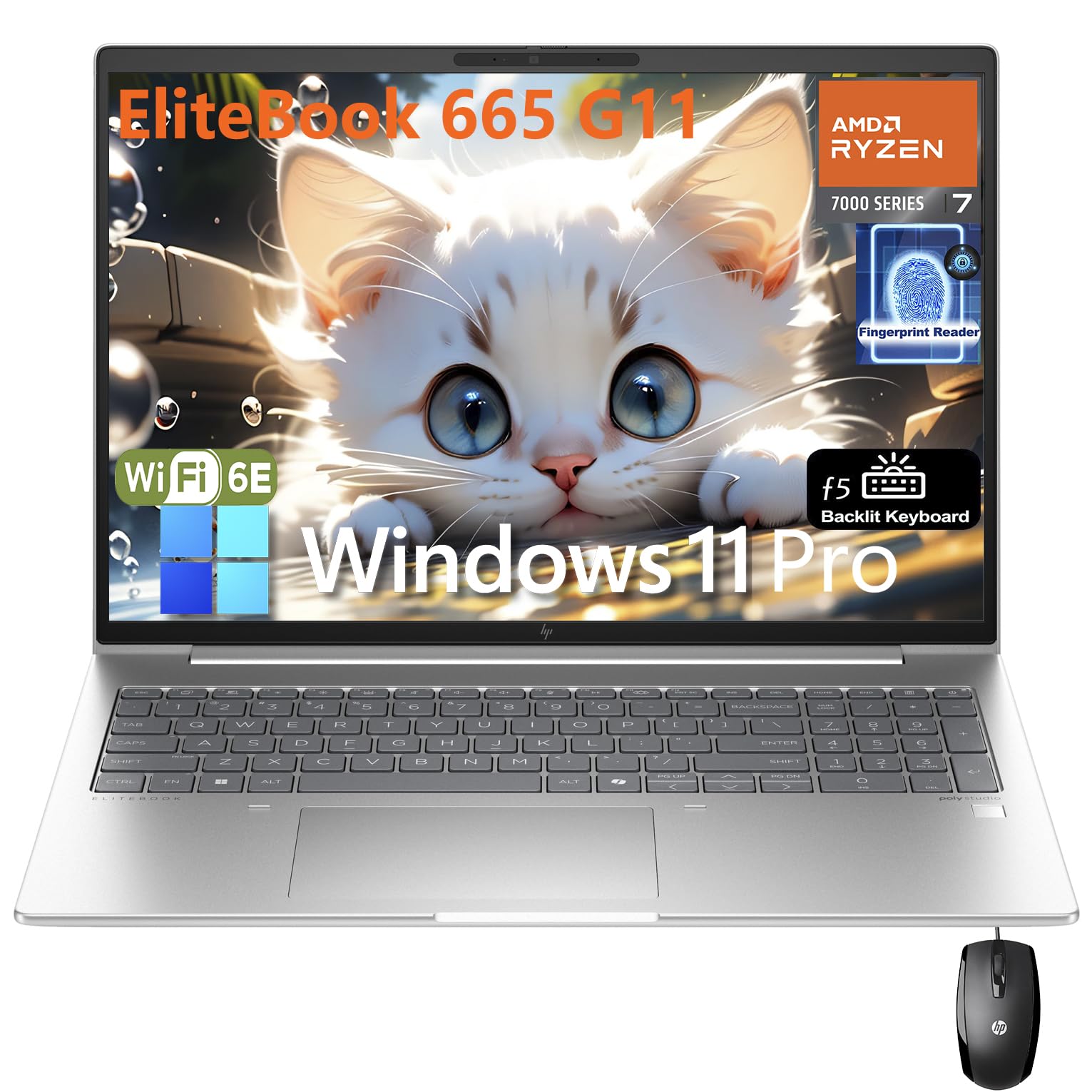 لپ‌تاپ تجاری 16 اینچی اچ‌پی الیت بوک ۶۶۵ جی ۱۱ FHD+، پردازنده هشت هسته‌ای AMD Ryzen 7 7735U (بهتر از i7-1270P)، ۳۲ گیگابایت رم DDR5، ۱ ترابایت حافظه داخلی SSD PCIe، WiFi 6E، صفحه کلید با نور پس زمینه، خواننده اثر انگشت، ویندوز ۱۱ پرو، Befectoy