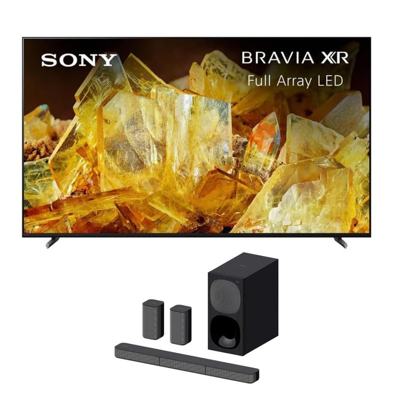 تلویزیون ۷۵ اینچی سونی ۴K UHD سری X90L: BRAVIA XR، تلویزیون هوشمند Full Array LED، XR-75X90L (2023) - بسته‌بندی شده با ساب ووفر ۵.۱ کانالی Sony HT-S20R، بلندگوهای عقب کوچک، ۴۰۰ وات