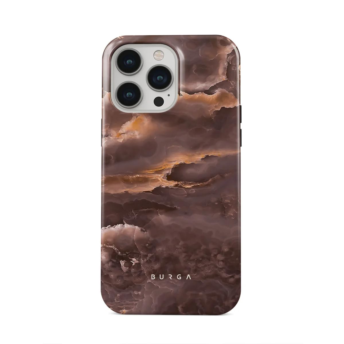 مورد تلفن BURGA سازگار با iPhone 16 PRO - محافظ 2 لایه سخت هیبرید + محافظ سیلیکون - چوب آتش - مورد موبایل مقاوم در برابر خط و خش وضدضربه iPhone 16 Pro قهوه ای