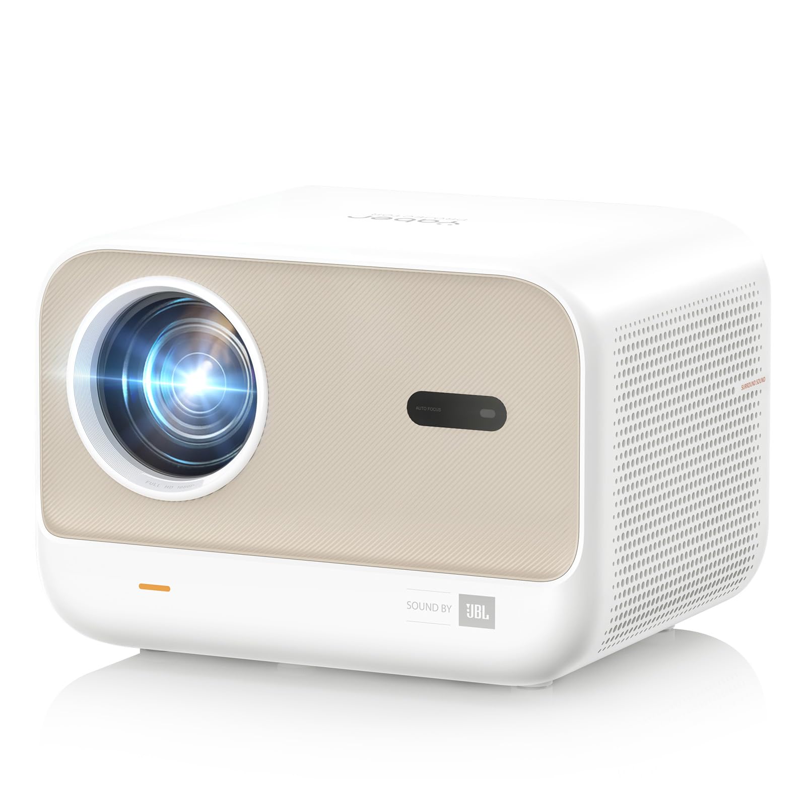 پروژکتور صدای JBL، پروژکتور 850 ANSI 1080P اصلی، پروژکتور ویدیو اتوفوکوس یابر L2s با قابلیت اتصال بی سیم WiFi 6 و بلوتوث 5.1 برای تلفن همراه / لپ تاپ هوشمند رنگ سفید