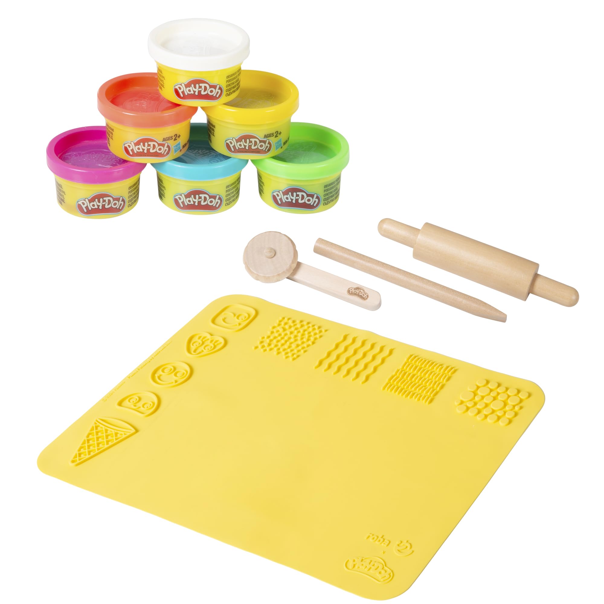 مجموعه بازی خلاق Play-Doh 3D با فرش سیلیکونی ۳۰x۴۰ سانتی‌متر، ابزارهای چوبی و ۶ رنگ خاک غیر‌سمی، بازی نقش آفرینی برای کودکان، هنر و صنایع دستی، بازی مهد کودک، اسباب‌بازی غذا، پایدار، هیجان‌انگیز و هدیه‌ی آموزشی برای کودکان ۳ سال و بالاتر