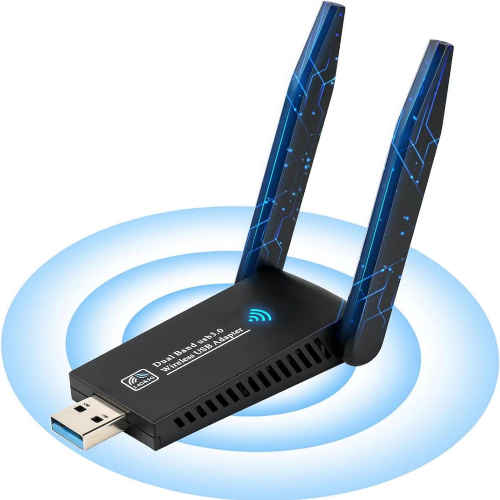 آداپتور WiFi USB Lullaxx، گیرنده WiFi 1300Mbps 5dbi با دانگل 802.11 با آنتن دو باند 5Ghz/2.4Ghz با عملکرد بالا برای رایانه رومیزی، لپتاپ، تبلت، سازگار با ویندوز XP/7/8/10 و Mac OS X