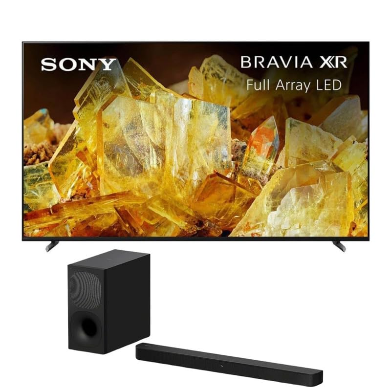تلویزیون هوشمند 4K UHD سونی براویا 65 اینچ، تلویزیون گوگل - XR-65X90L، گارانتی 1 ساله. بسته‌بندی با ساندبار 2.1 کاناله سونی HT-S400، ساب‌ووفر بی‌سیم، S-Force Pro سیاه