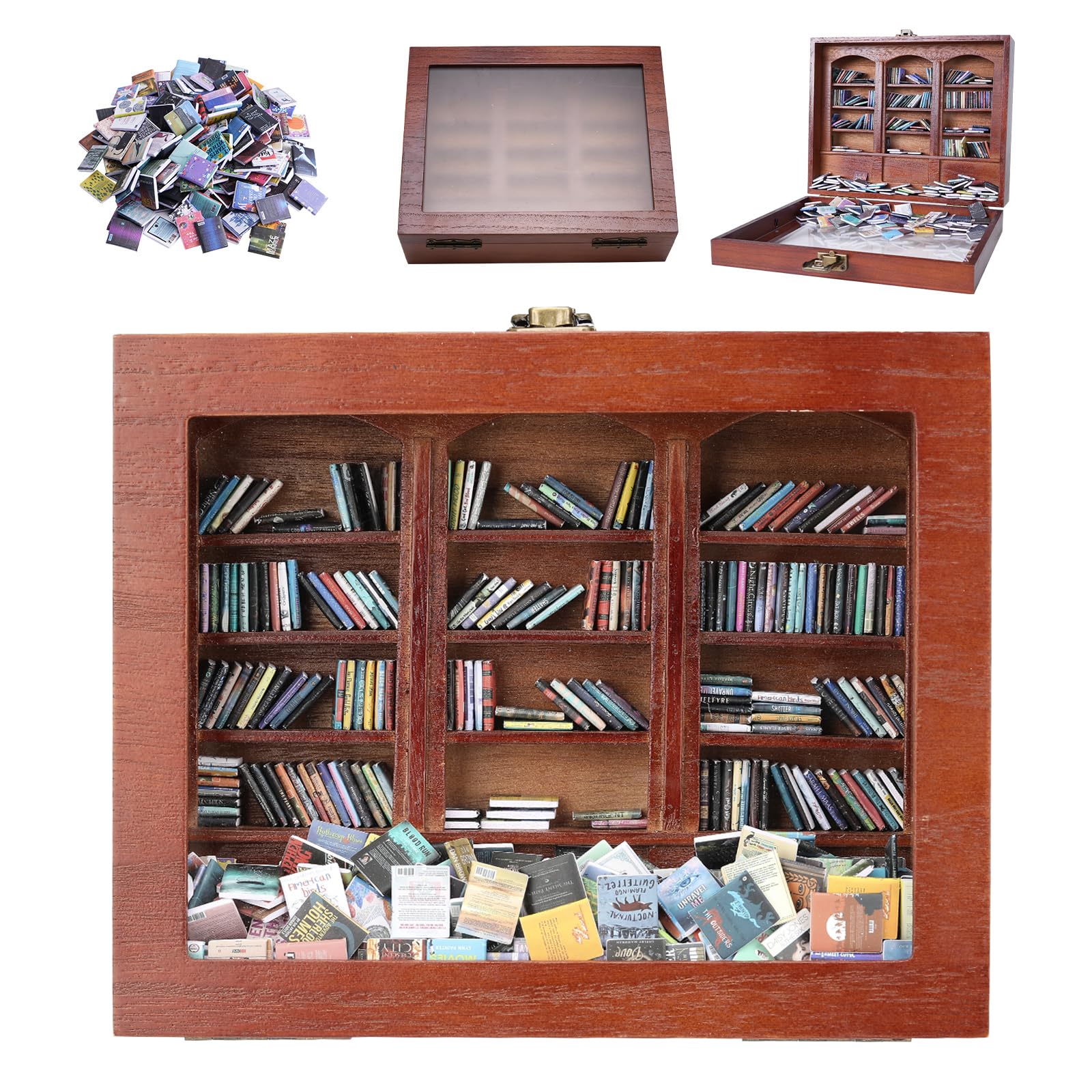 کتابخانه کوچک مینیاتور Anxiety Bookshelf با ظروف کوچک کتاب | تزیینات روانشناسی و خلاقیت مقابله با استرس - قفسه کتاب مینی مچ باکس برای تسکین اضطراب
