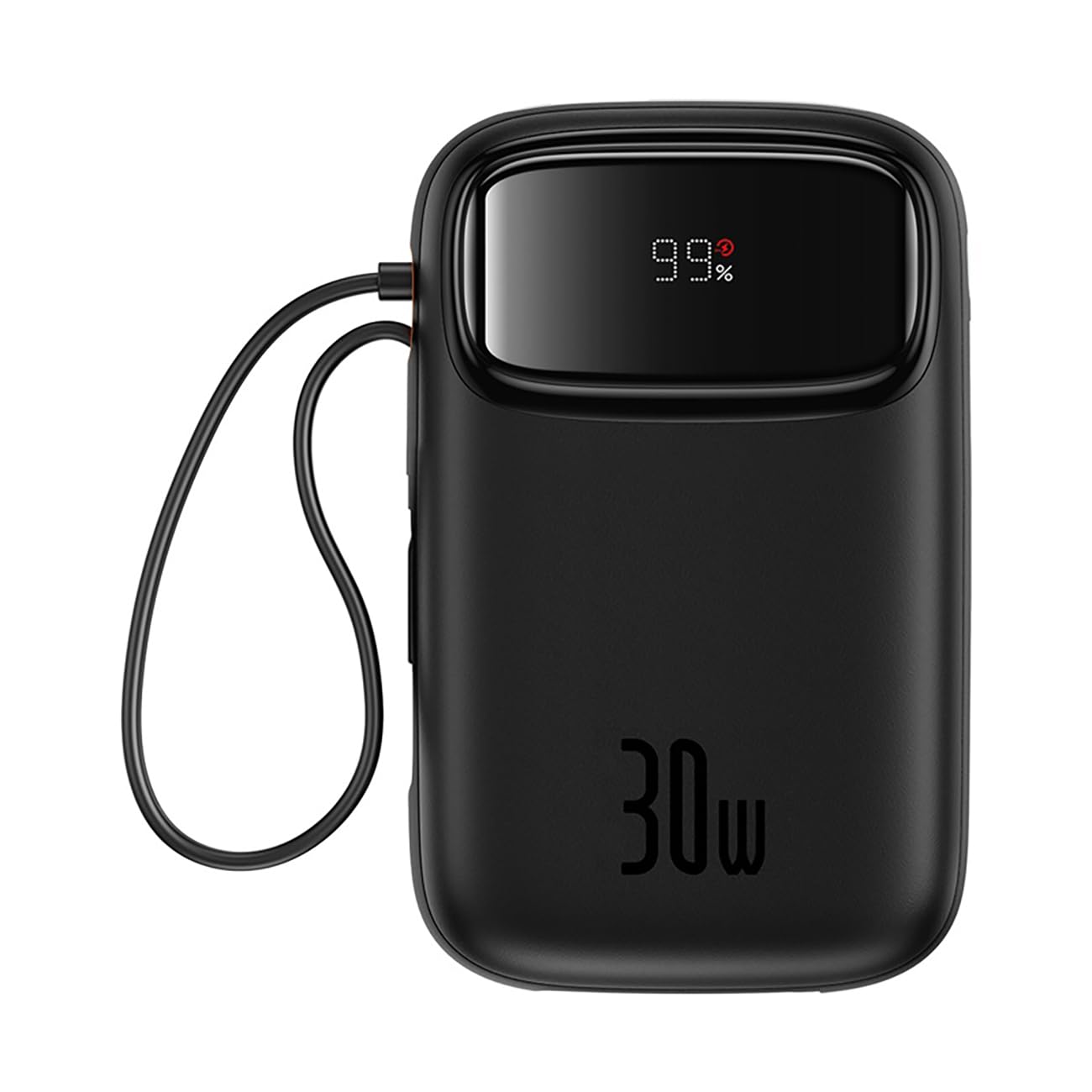 پاور بانک Baseus Qpow2 10000mAh با پورت Type C و 2 کابل USB C داخلی، باتری قابل حمل 30 وات با نمایشگر LED، 1 پورت USB C، پورت USB A بسته خارجی برای آیفون 16 پرو مکس، آیپد، سامسونگ S24 الترا 10K-30W-C+C سیاه