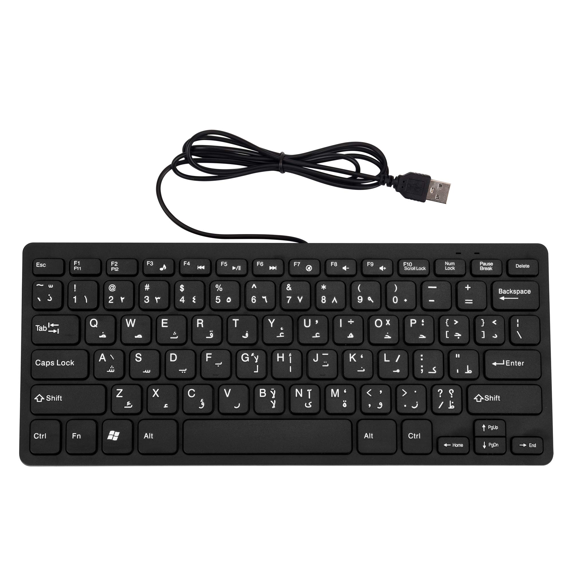 کیبورد مینی با سیم 78 کلیدی NALACAL عربی انگلیسی، کیبورد مینی کیبورد USB کیبورد کامپیوتری دو زبانه کیبورد عربی با سیم USB کیبورد عربی برای لپتاپ MAC ویندوز 10/8/7/Vista/XP