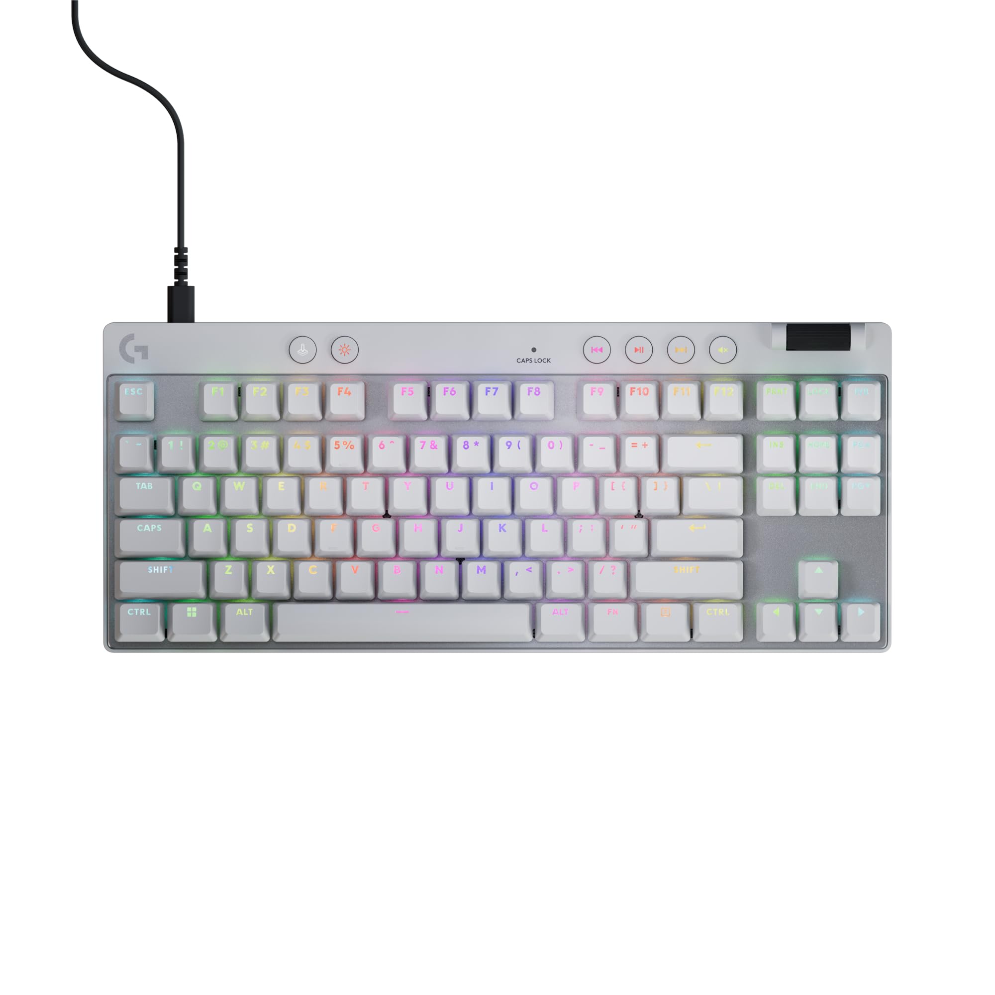 کیبورد بازی سیمی لاجیتک G PRO X TKL Rapid Tenkeyless با سوئیچ‌های مغناطیسی آنالوگ، حالت تریگر سریع، فعال‌سازی قابل تنظیم و نورپردازی RGB قابل تنظیم - سفید