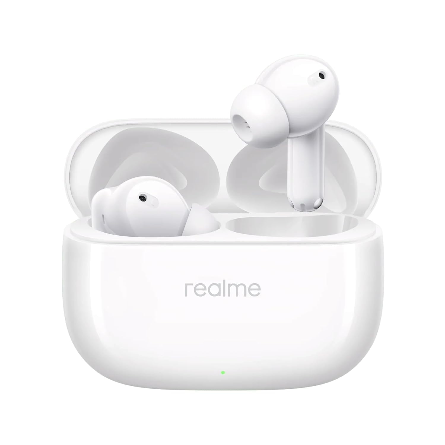 هدفون‌های بی‌سیم درون گوش realme Buds T310 با ANC هیبرید 46 دسی‌بل، صدای فضایی 360 درجه، درایور باس داینامیک 12.4 میلیمتر، باتری تا 40 ساعت عمر و شارژ سریع (سفید چابک)