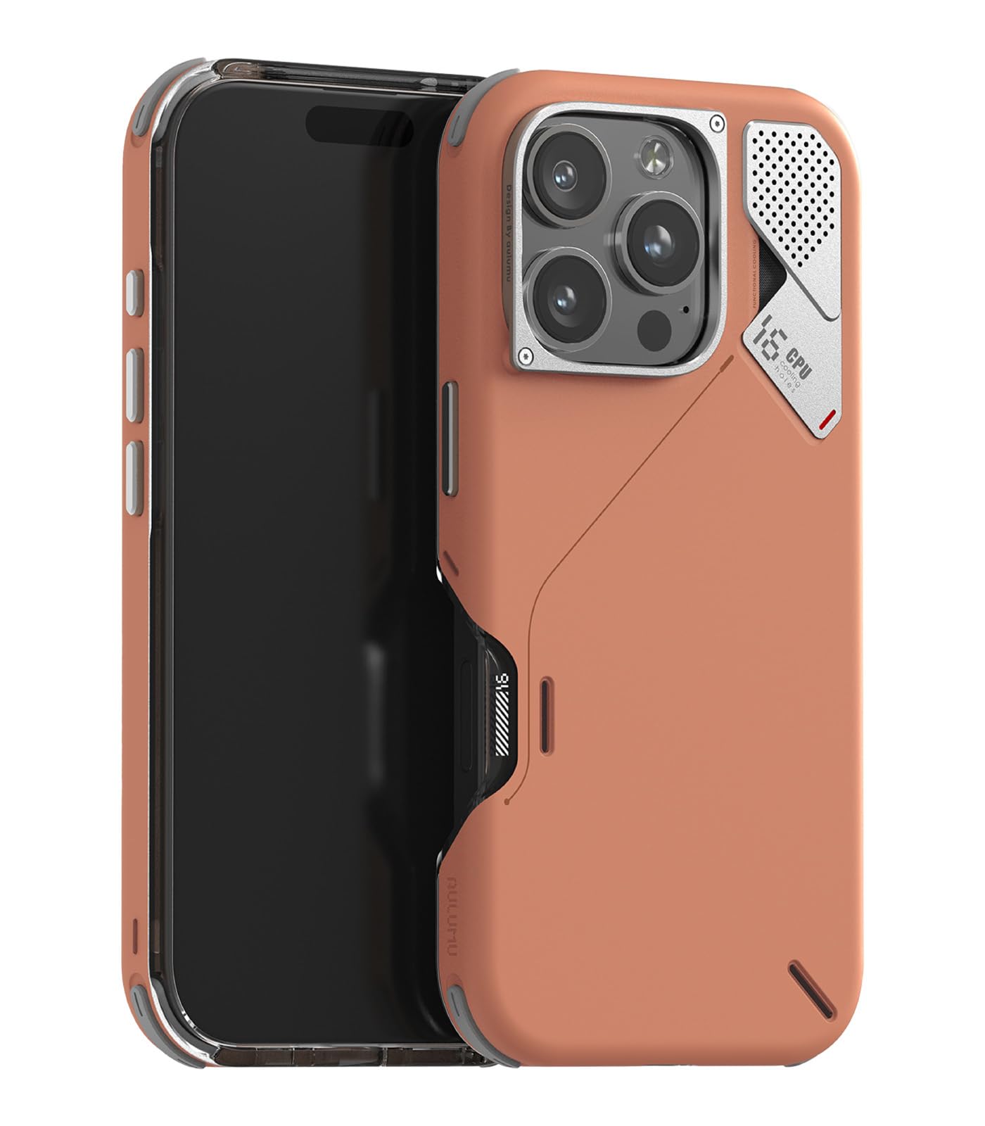 Aulumu A16 Shockproof iPhone 16 Pro Case | Real Cooling | Aluminum Alloy Camera Frame | Multi-Layer Composite Protection - Yellowish-Brown iPhone 16 Pro Shockproof-Yellowish Brown