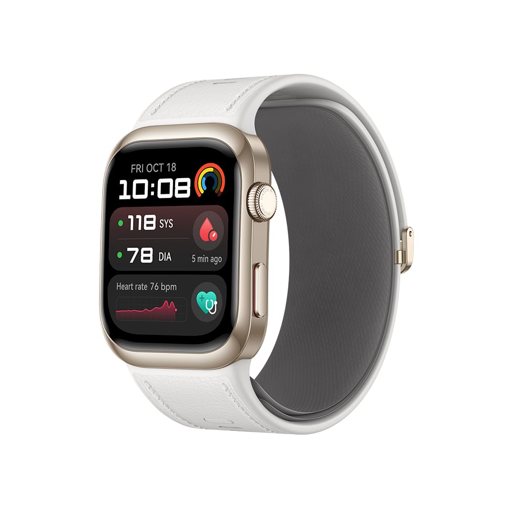 مژدگان HUAWEI WATCH D2 Smartwatch، نمایشگر لمسی AMOLED 1.82 اینچ، مانیتورینگ فشار خون، طراحی نازک، تماس بلوتوث، سازگار با آی‌اواس اندروید، 6 ماه مراقبت HUAWEI care+، طلایی
