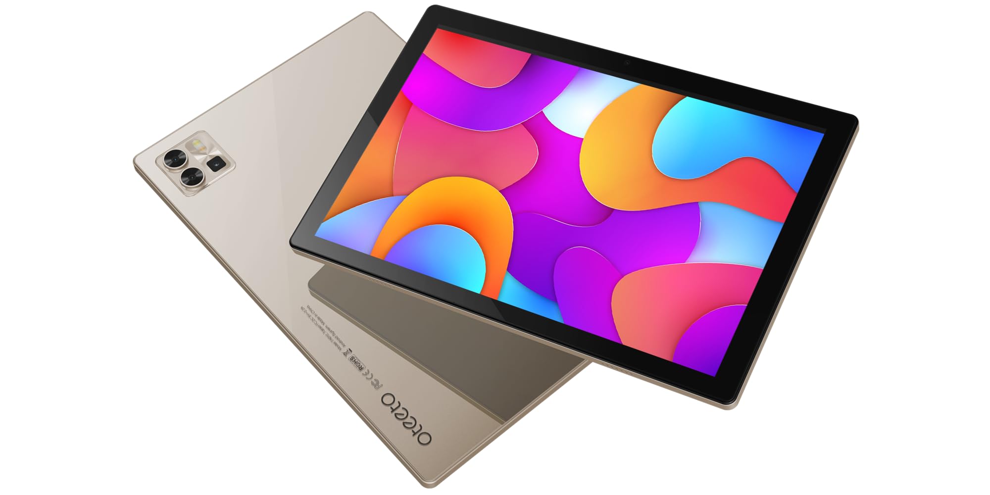 تبلت اندروید Oteeto Tab 12 Pro 5G، دارای صفحه نمایش 10.1 اینچ، رم 8 گیگابایت، حافظه داخلی 512 گیگابایت، باتری 6000 میلی‌آمپر، صفحه کلید بی‌سیم (طلا)