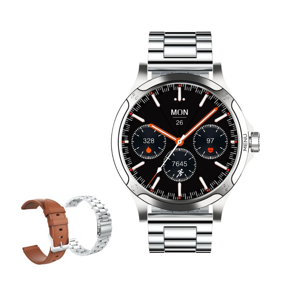 ساعت هوشمند تی‌سی‌اچ Calling Smart Watch HD2 3D Hero 2 برای مردان با نمایشگر 1.43 اینچی آمولد، تماس/اطلاع‌رسانی بلوتوث، 180 حالت ورزشی، نگهداری ضربان قلب، نظارت بر خواب، اکسیژن خون SpO2، ضدآب از رده‌ی IP68، باتری 10 روزه، برای اندروید/آی‌اواس - نقره‌ای