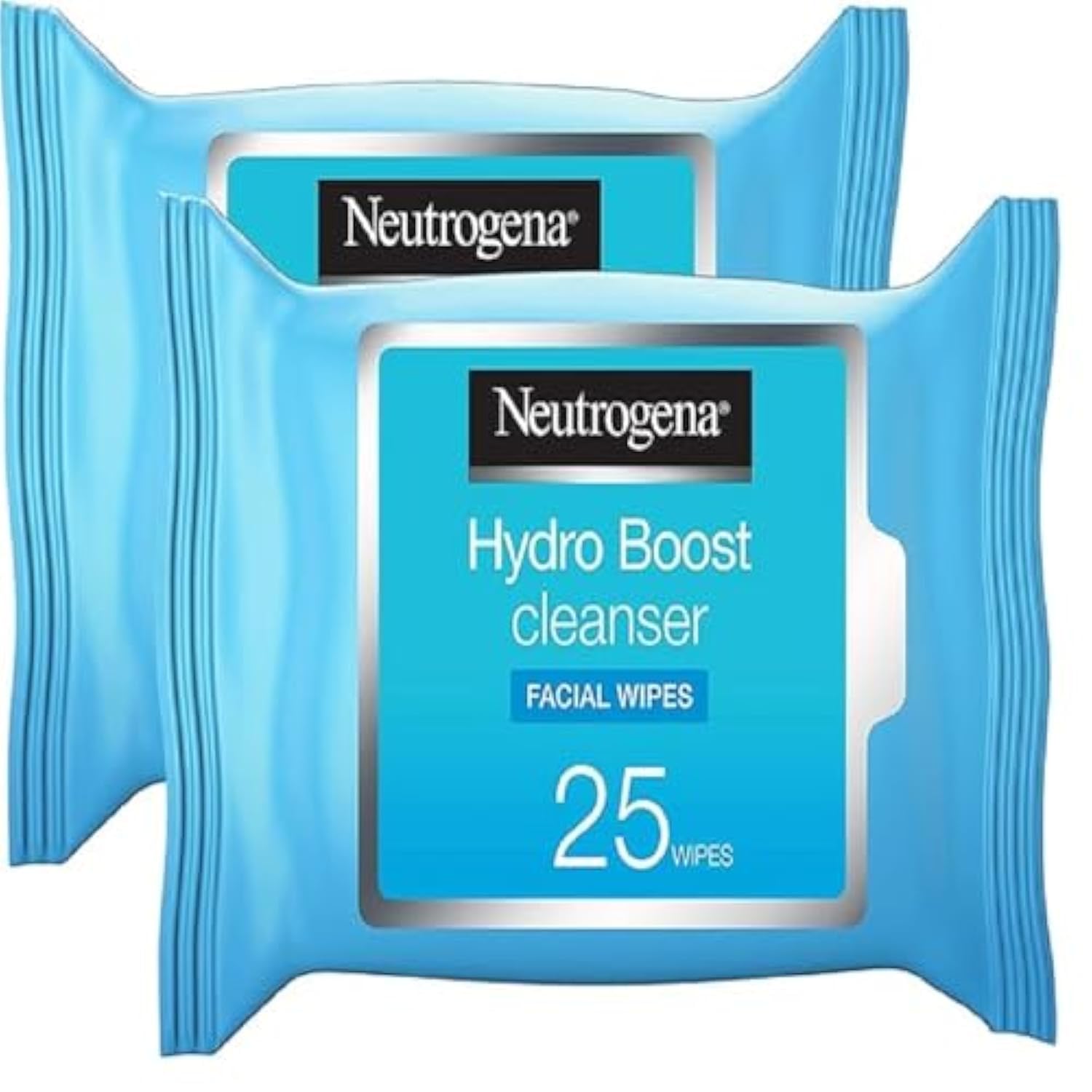 دستمال آرایشی پاک کننده چهره Neutrogena، پاک کننده Hydro Boost، دستمال‌های نرم با لوسیون تمیز کننده تازه برای فورا پاک کردن آرایش و آلودگی‌ها، 25 دستمال (بسته 2 عدده)