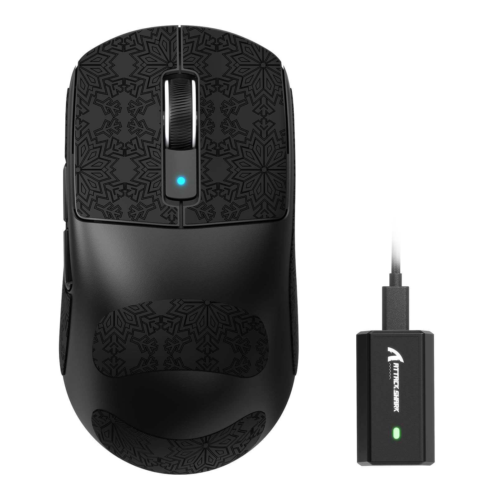 ATTACK SHARK R6 Wireless Gaming Mouse 8KHz, SUPERLIGHT 42g, Nordic 52840 MCU PixArt Gaming Sensor, PAW3950MAX, BT/2.4G /Wired, 42000DPI, Grip Tape, 250mAh Battery, PC/Mac (Black) Black R6 PRO