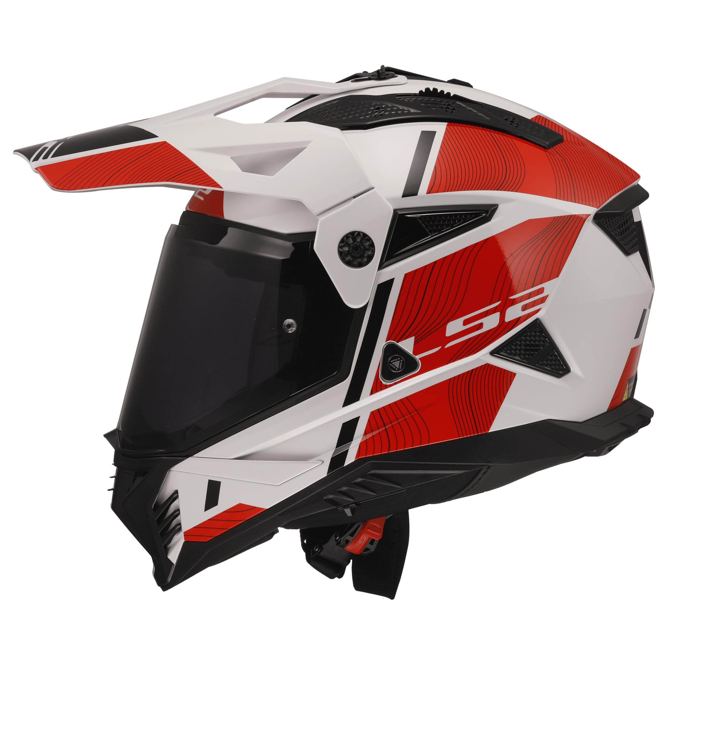 LS2 Unisex Pioneer Ii Hill Matt Black White Motocrosshelme XXXL سفید قرمز