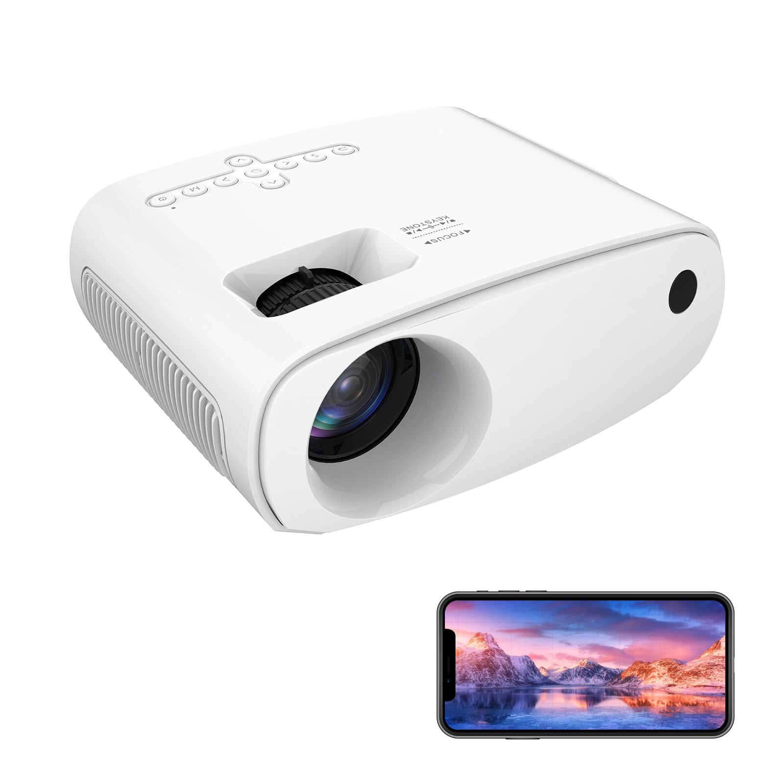 پروژکتور Ubxxziy با وای فای پشتیبانی از پروژکتور قابل حمل 1080P 170 "Mini HD Movie Projector، پروژکتور خارجی سازگار با گوشی / تبلت / لپ تاپ / چوب تلویزیونی / PS4 / HDMI / USB - سفید