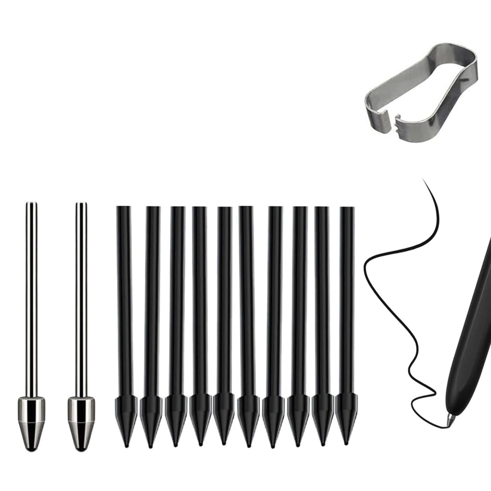 تعویض نوک/نوکهای فلزی FENDOUNIU برای S Pen Samsung Galaxy Tab S9/S9FE+/S9 Ultra/S8/S8+/S8 Ultra/S7/S7 FE/S6/S6 Lite/S22/S23/S24 Ultra، نوک/نوکهای پلاستیکی + تیتانیوم+کلیپ (مجموعه 2+10 عددی)