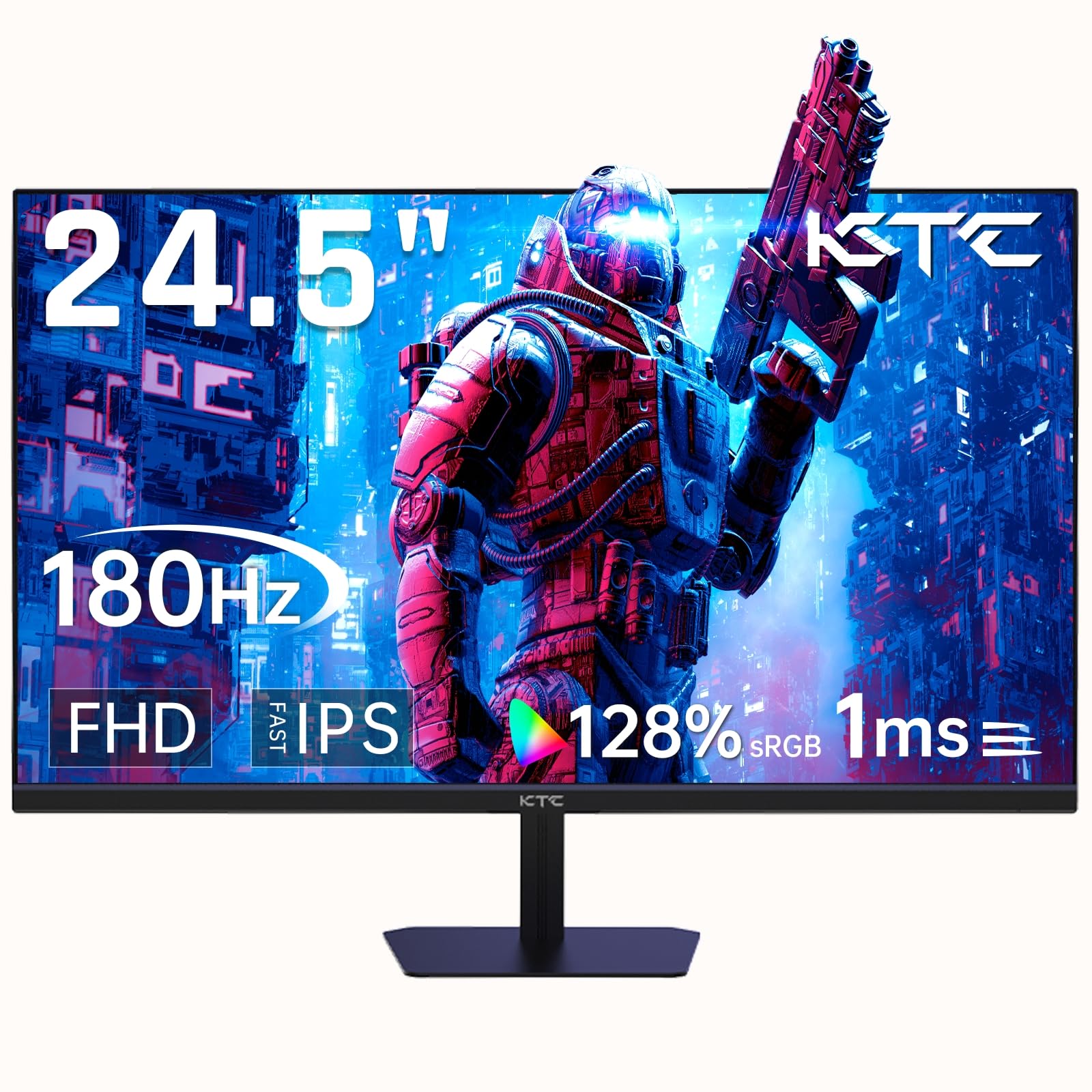 مانیتور بازی KTC 24.5 اینچ 180Hz FHD، IPS سریع، 1920P x 1080P 1 میلی‌ثانیه، 128٪ sRGB HDR10، Freesync HDMI x 2 / DP x 1 قابلیت تنظیم زاویه VESA برای Xbox PS5 Switch (کابل HDMI ارائه شده است) 24.5 اینچ 24.5 اینچ FHD 180Hz IPS