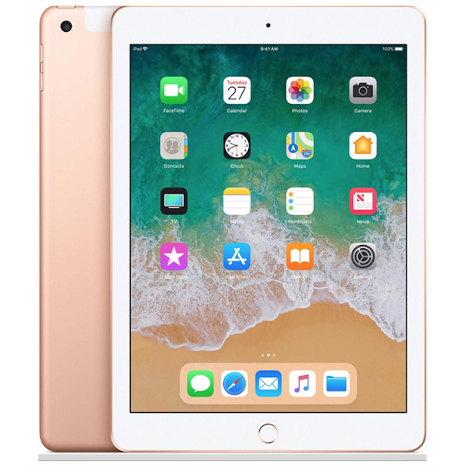 Apple iPad 9.7" (نوساز) (2018 - نسل ششم), وای-فای + سلولار, 128 گیگابایت, طلایی [بدون فیس‌تایم]