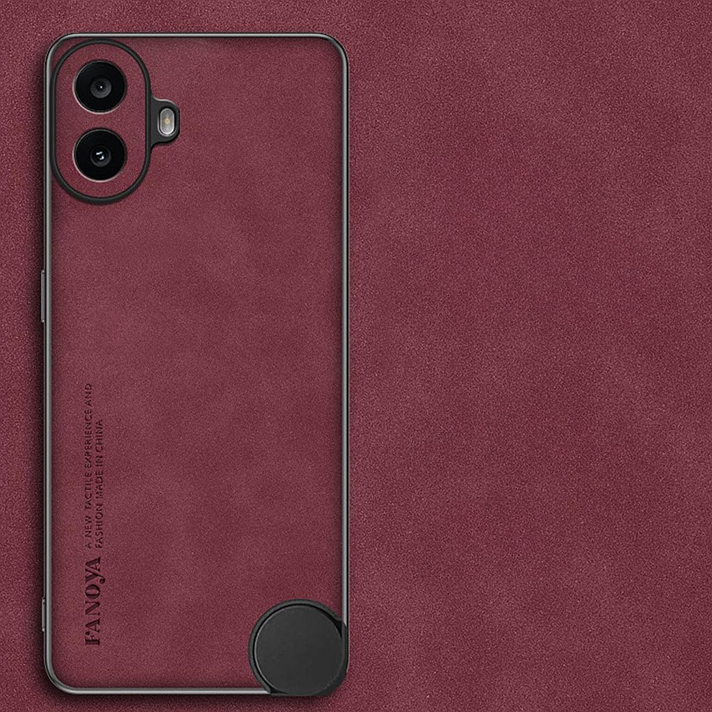 کاور چرمی موی گوسفند تقلبی مات با لبه‌های مات برای گوشی Nothing CMF Phone 1، کاور ضدضربه با استاندارد نظامی برای گوشی، جلد گوشی محافظ برای Nothing CMF Phone 1، کاور گوشی با بافت با کیفیت (قرمز)