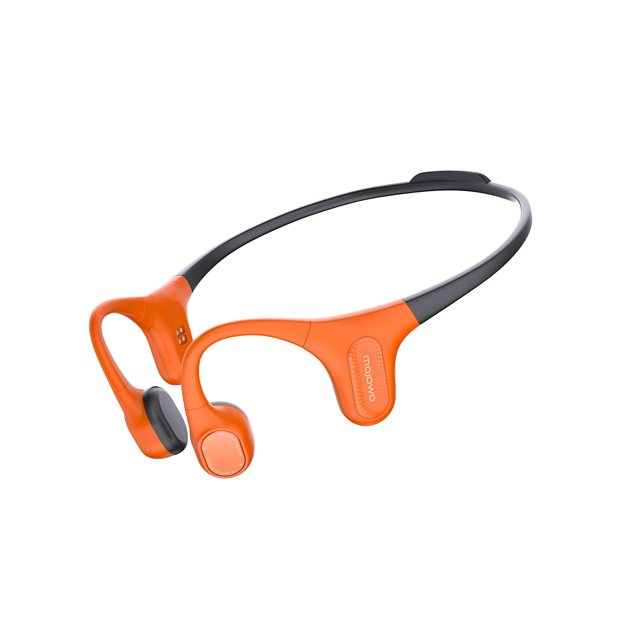 هدفون ورزشی Mojawa Aerra Bone Conduction، گوشی‌های بلندگویی ضدآب IP67، باس بی سیم بلوتوث با میکروفون، ایمن و راحت برای دویدن و دوچرخه‌سواری، رنگ‌های نارنجی و مشکی مشکی و نارنجی