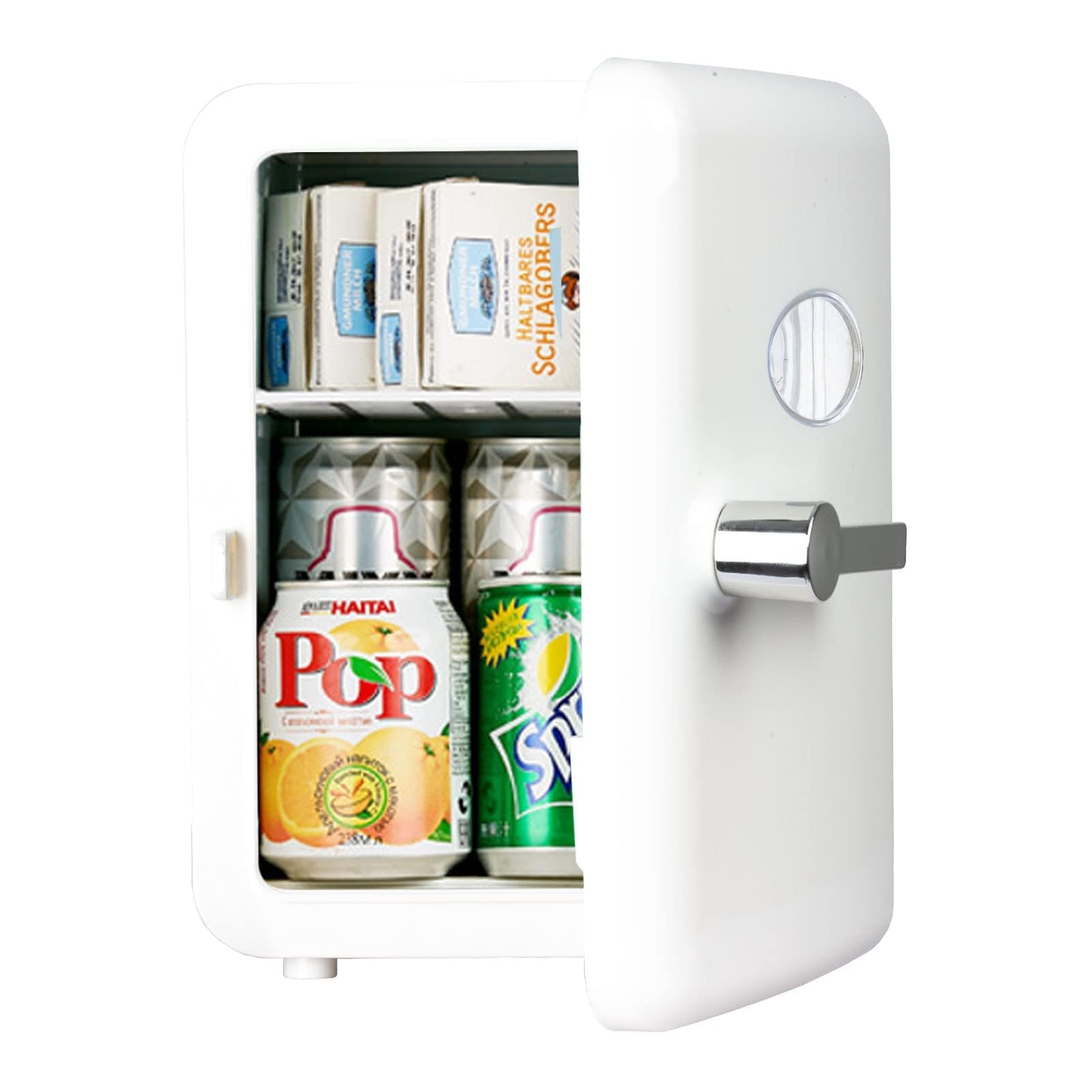 یخچال جویز برای اتاق خواب، یخچال کم حجم قابل حمل 6 شکمی، 4 لیتری، خنک کننده و گرم کننده قابل حمل برای غذا، نوشیدنی، محصولات مراقبت از پوست، مسافرت و خودرو