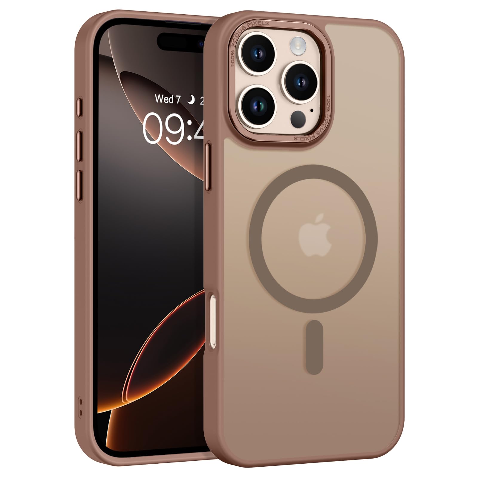 کیس DOMAVER برای iPhone 16 Pro، [قابل استفاده با Mag-Safe] شارژ کردن درجه نظامی ضد زرد شدن پوشش سخت نازک مات مات برای iPhone 16 Pro 6.4 اینچ، تیتانیوم صحرایی