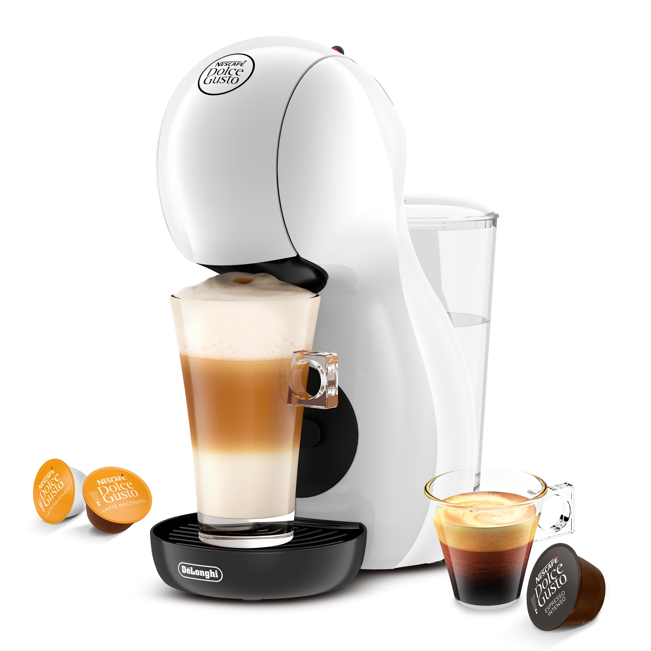 دستگاه قهوه‌ساز NESCAFÉ DOLCE GUSTO De'Longhi Piccolo XS EDG210.WB برای کپسول‌ها، اسپرسو، کاپوچینو و موارد دیگر، EDG210.WB، ۰.۸ لیتر، رنگ‌های سیاه و سفید مدرن
