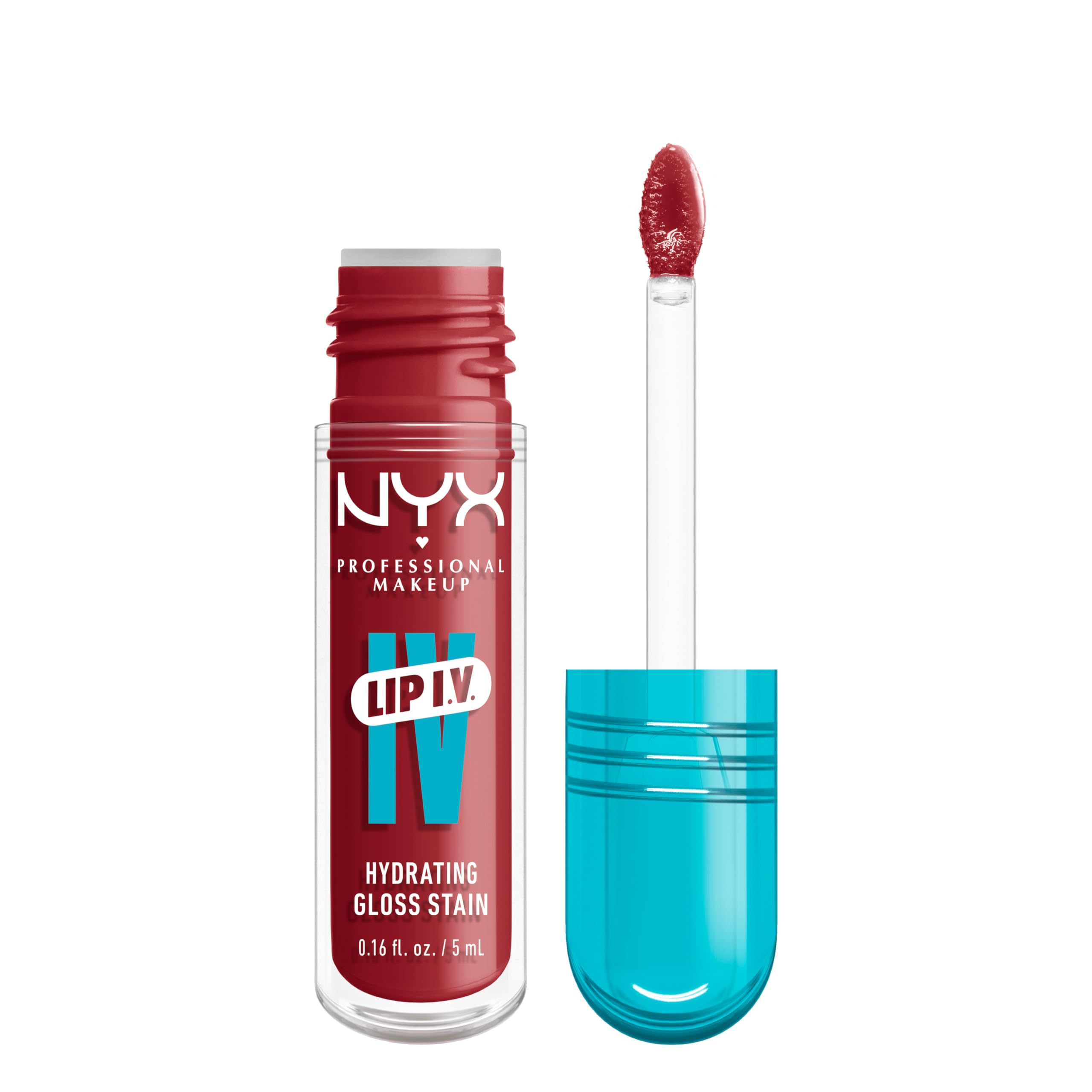 روغن لب NYX Professional Makeup Lip IV Hydrating Gloss Stain، لوسیون لب، تا 12 ساعت نیمکت، پیگمنت بالا، پایان درخشان مرطوب، افتاب گازی شکست