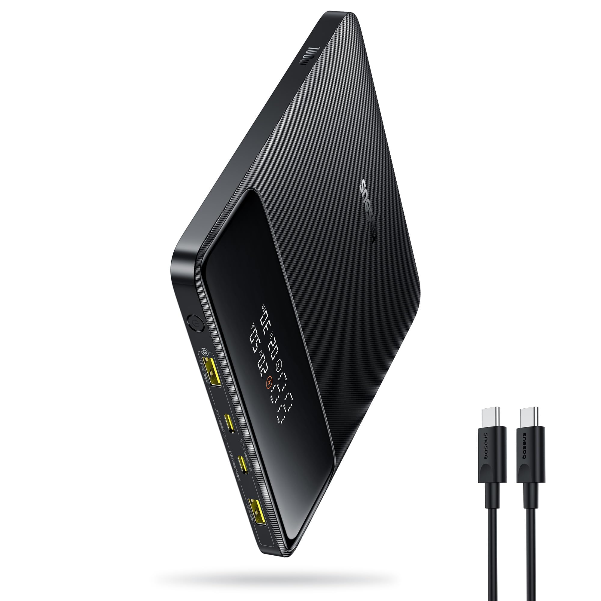 بانک تغذیه قابل حمل لپ تاپ Baseus Blade H1 100 وات 20000mAh، بانک تغذیه تاشوار Blade سریع شارژ 2 پورت USB-C و 2 پورت USB-A، باتری پک استیم دک برای مک‌بوک، آیپد، آیفون، سامسونگ و دل سیاه. 20K-100W-Blade H1