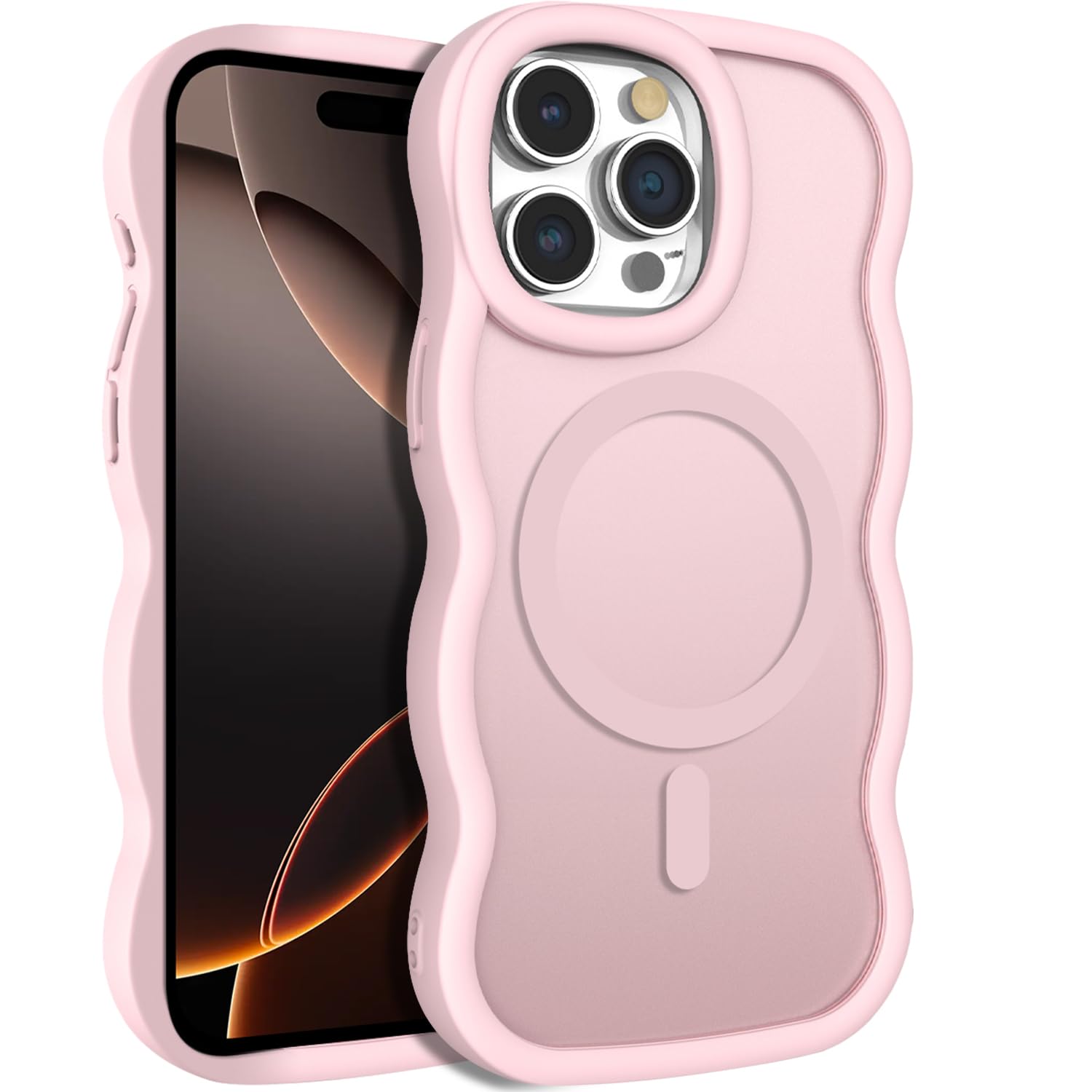 جلد مغناطیسی جذاب T Tersely برای iPhone 16 Pro Max ، سازگار با MagSafe ، مقاوم در برابر خش ، قاب موجی شکل زیبا مات پشتی سخت PC