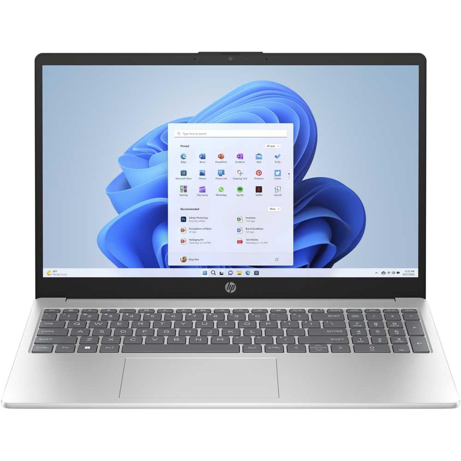 لپ تاپ اچ‌پی با پردازنده AMD Ryzen 5 15: نمایشگر لمسی Full HD IPS 15.6 اینچ، پردازنده AMD Ryzen 5-7520U، 8GB RAM DDR5، 1TB SSD NVMe، صفحه کلید با نور پس‌زمینه، ویندوز 11، نقره‌ای