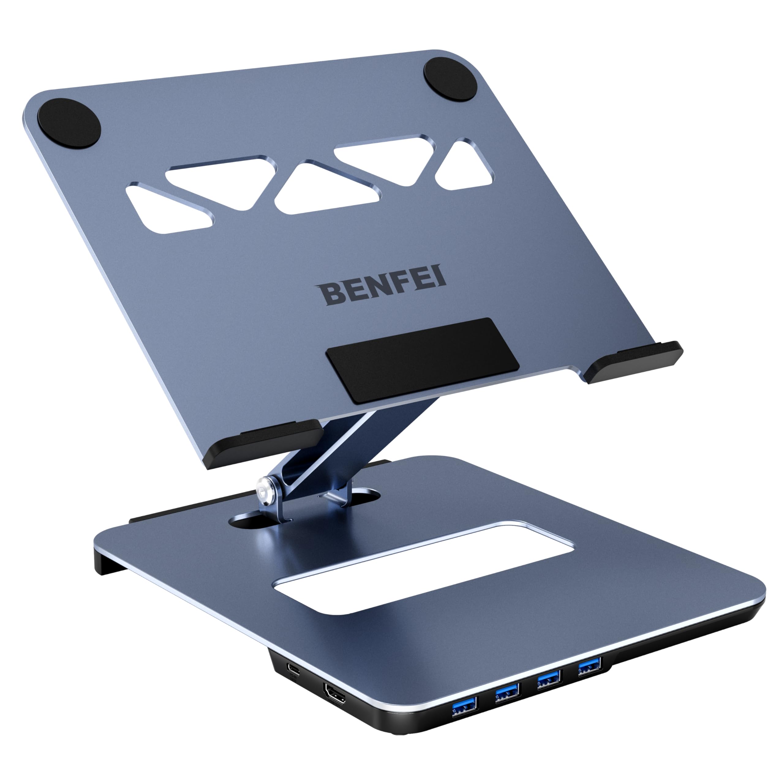پایه لپ تاپ BENFEI با ایستگاه داک 6 در 1 USB C، HDMI 4K@60Hz، 4*USB3.0، 100W PD سازگار با MacBook Pro/Air، iPad Pro، XPS، Thinkpad