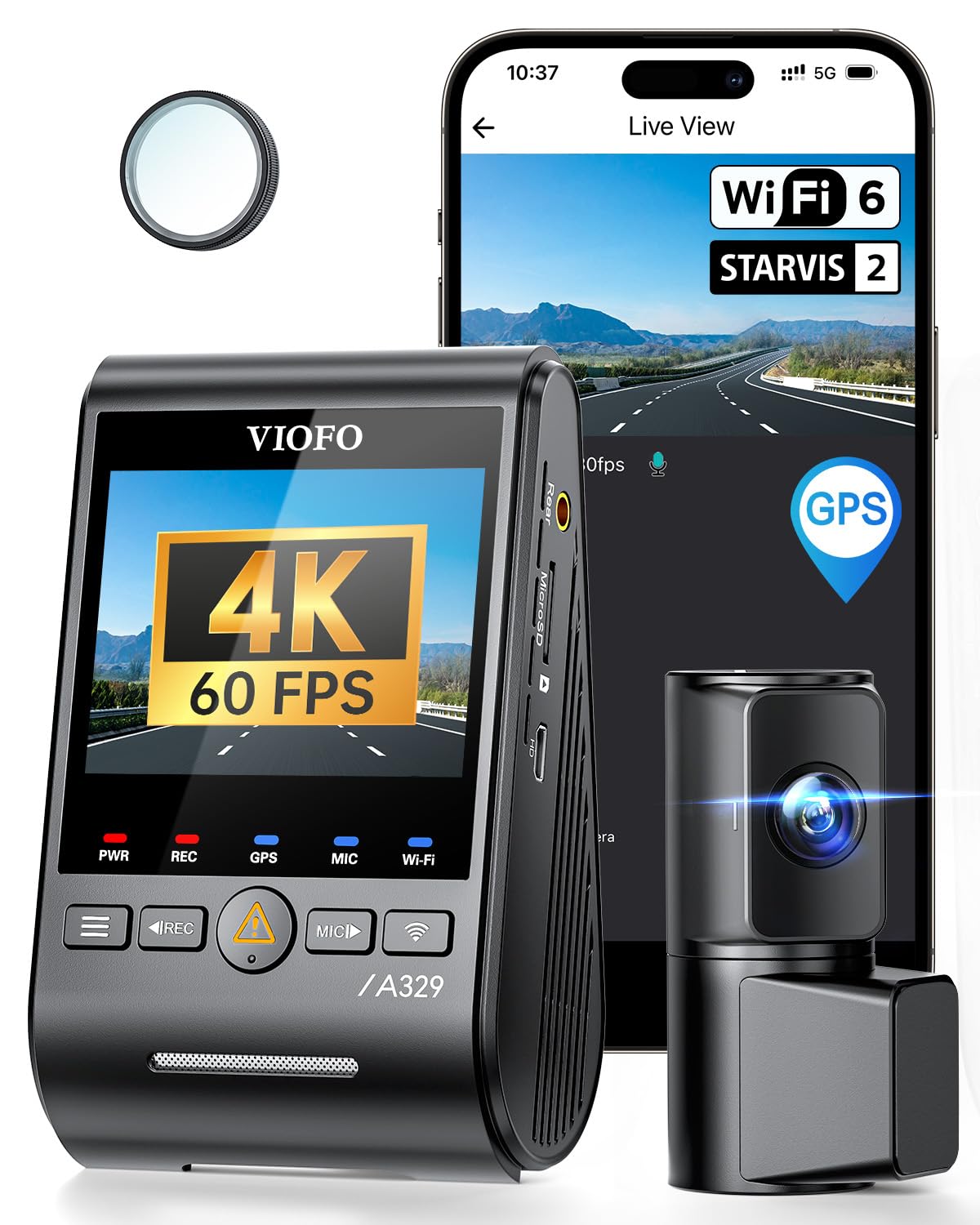 ویدئوی A329 اولین دوربین خودروی 4K 60 فریم بر ثانیه جلو و عقب، دو حسگر STARVIS 2، پشتیبانی از ذخیره سازی 4 ترابایتی از نوع SSD و کارت حافظه microSD حداکثر 512 گیگابایت، کنترل از طریق اپلیکیشن با وای فای، دوربین خودروی Ultra HD 4K برای خودروها، دوربین خودروی چند کاناله با فناوری HDR