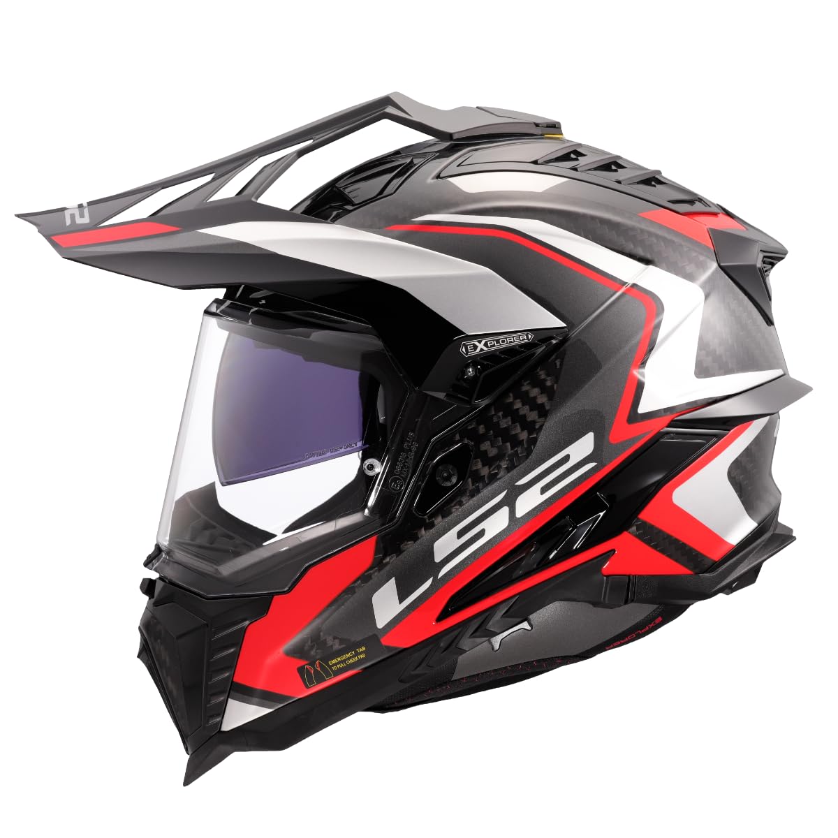 LS2 Helm Explorer Frontier کربن سیاه / قرمز || Doppelring | کربن | مناسب برای