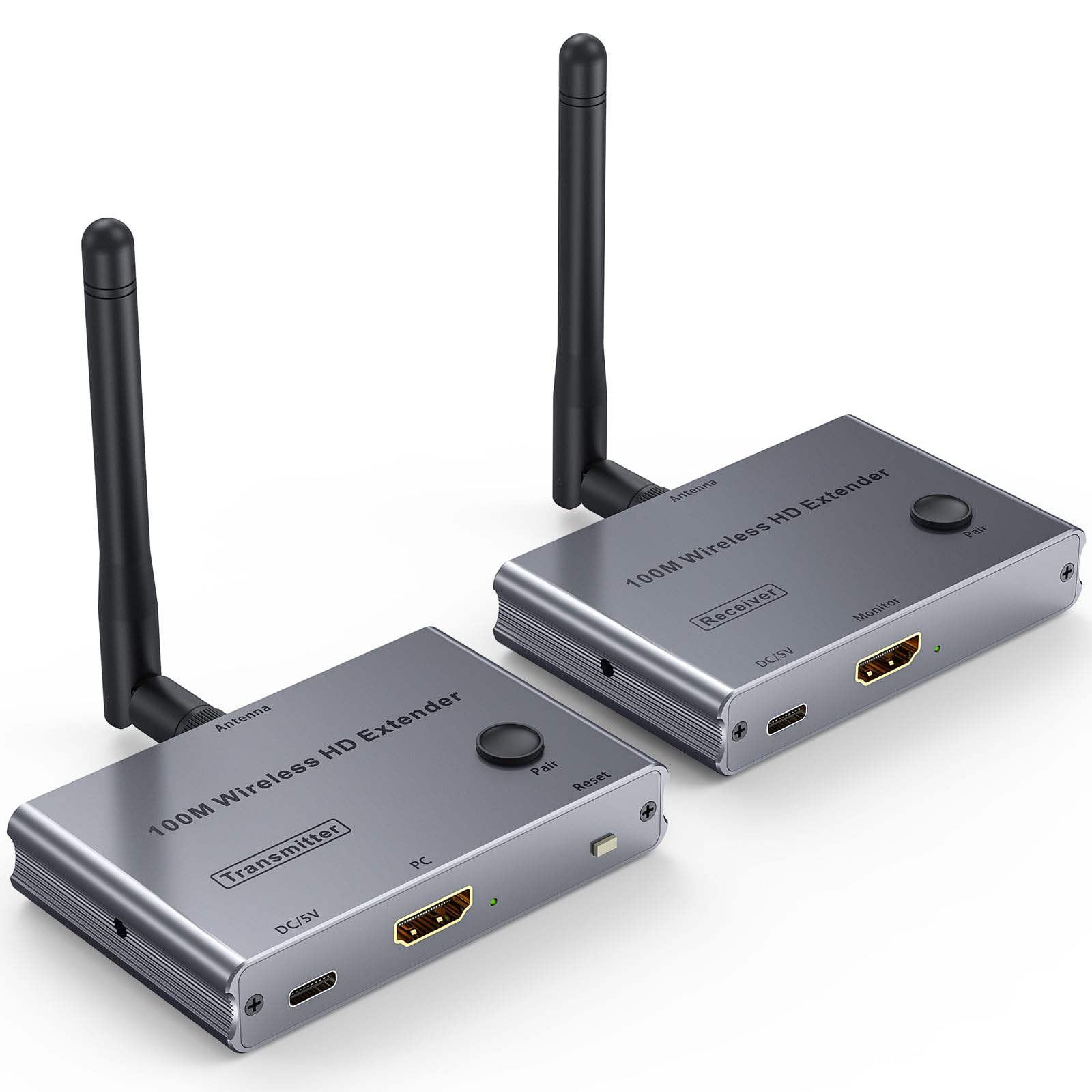فرستنده و گیرنده بی‌سیم HDMI 4K@30Hz و کیت تقویت کننده بی‌سیم HDMI با فاصله 328 فوت/100 متر ویدیو 4K و صدای ارسال کننده و گیرنده برای پخش ویدیو و صدا روی تلویزیون/پروژکتور بزرگ از لپ تاپ/کامپیوتر شخصی/دوربین 328 فوت/100 متر 4K@30Hz