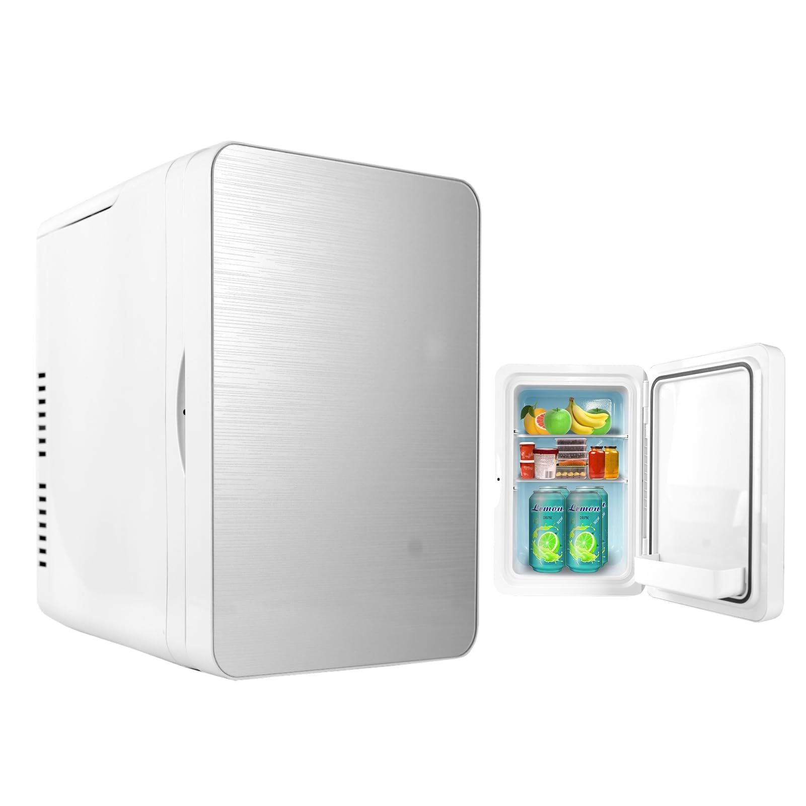 یخچال کوچک INGUNAR 22 لیتری / خنک کننده و گرم کننده | AC/DC | یخچال کوچک برای اتاق خواب نقره ای