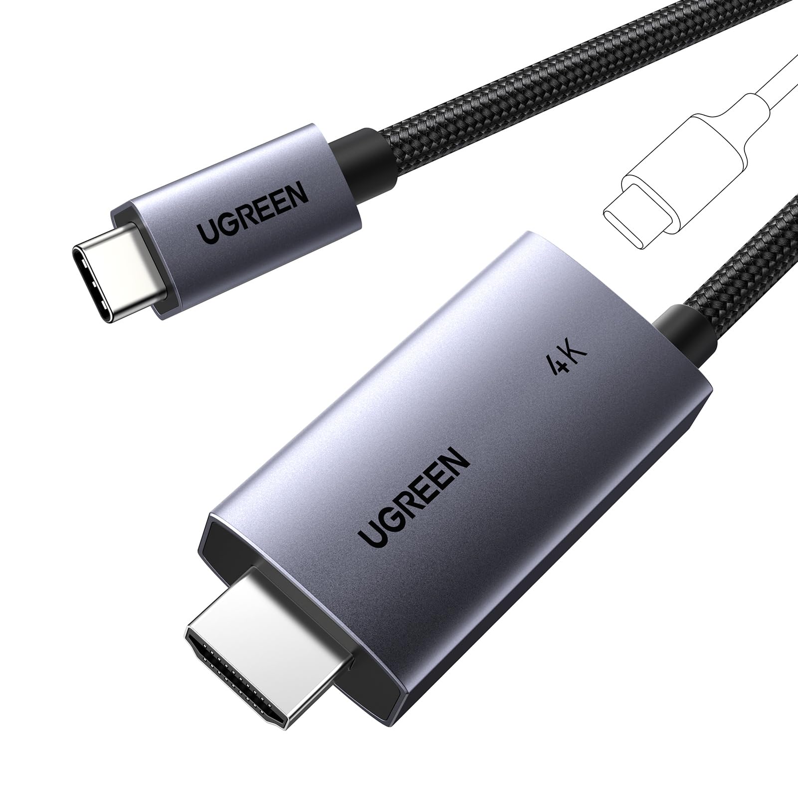 کابل یوجین USB C به HDMI 2 متری با آداپتور شارژ سریع PD 100 وات 4K 60Hz یونیدایرکشنال Type C به HDMI سازگار با آیفون سری 17/16/15، گلکسی S24/S23، آیپد پرو/ایر 2024، مک‌بوک پرو/ایر