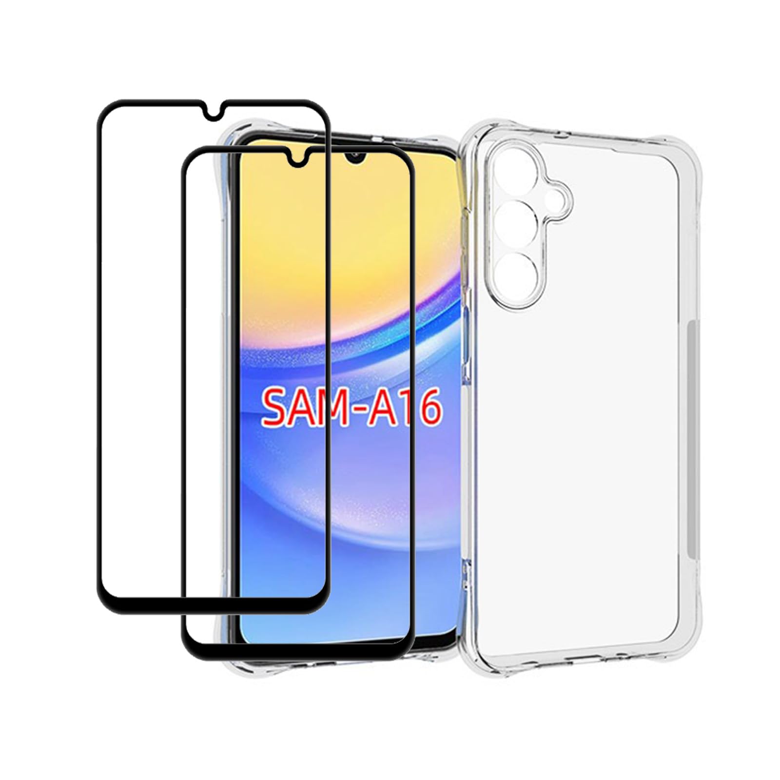 محافظ گوشی EasyLifeGo برای Samsung Galaxy A16 4G / Galaxy A16 5G با قابلیت نصب صفحه‌نمایش (2 تکه) محافظ TPU نرم با جذب شوک و لبه نرم و قابل انعطاف و گوشه‌های تقویت‌شده به همراه کاور شفاف حکمیت محافظ