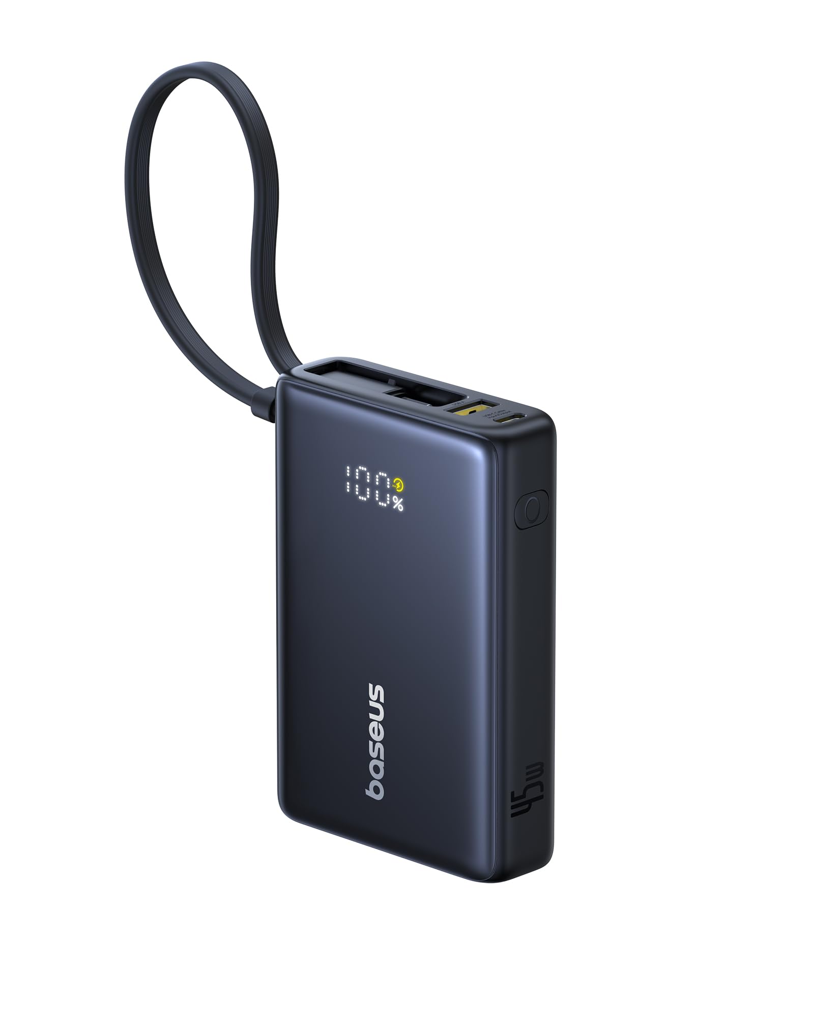 پاور بانک Baseus PicoGo 45W USB C، نمایشگر دیجیتال 10000mAh شارژر قابل حمل برای آیفون 16 Pro Max، سامسونگ گلکسی S24 Ultra، آیپد و غیره - مشکی مشکی 10000mAh-45W
