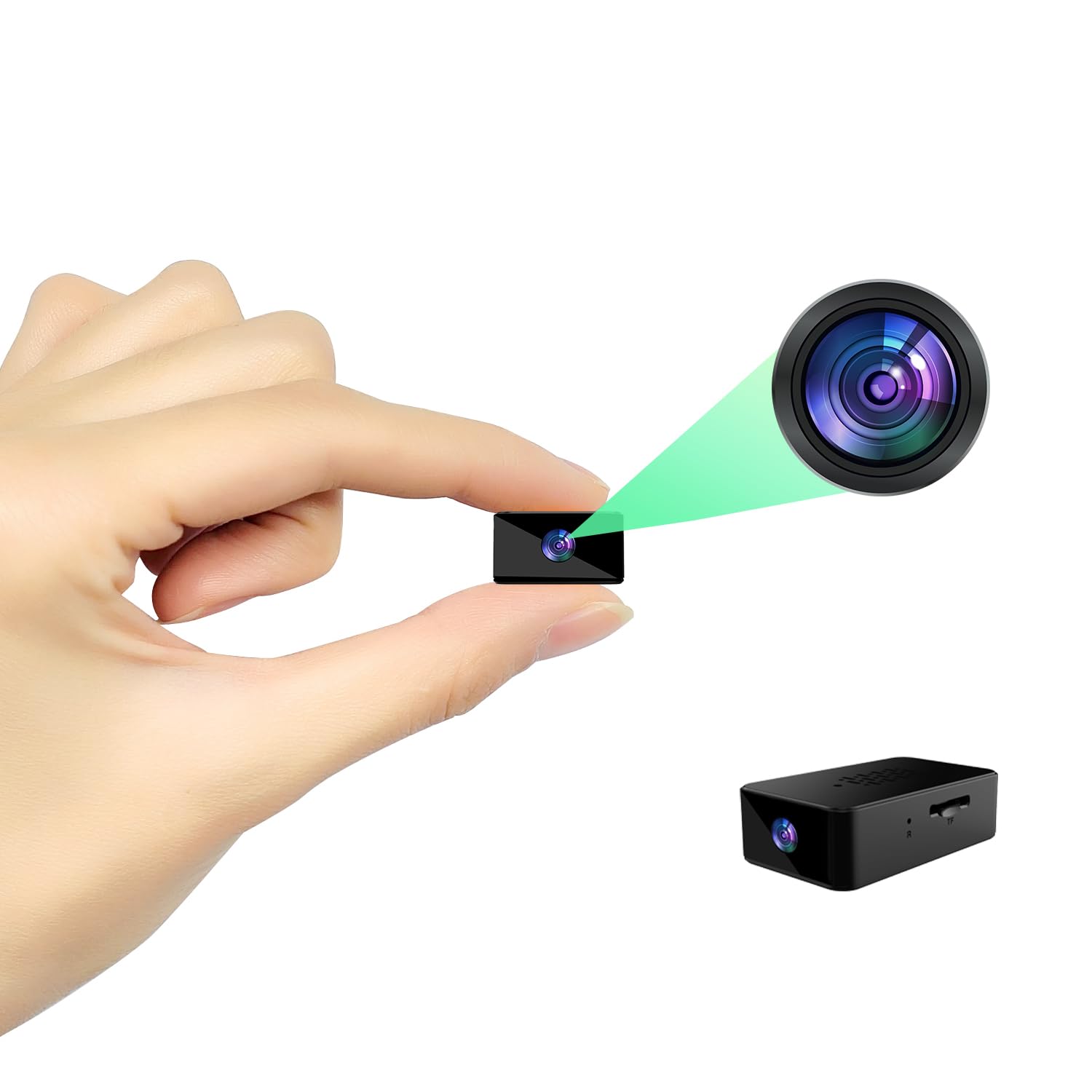 دوربین کوچک - دوربین کوچک 1080 پیکسل Full HD ضبط مداوم و شناسایی حرکتی آسان برای کودکان، حیوانات خانگی، منزل، دفتر، مخزن (بدون نیاز به WiFi)