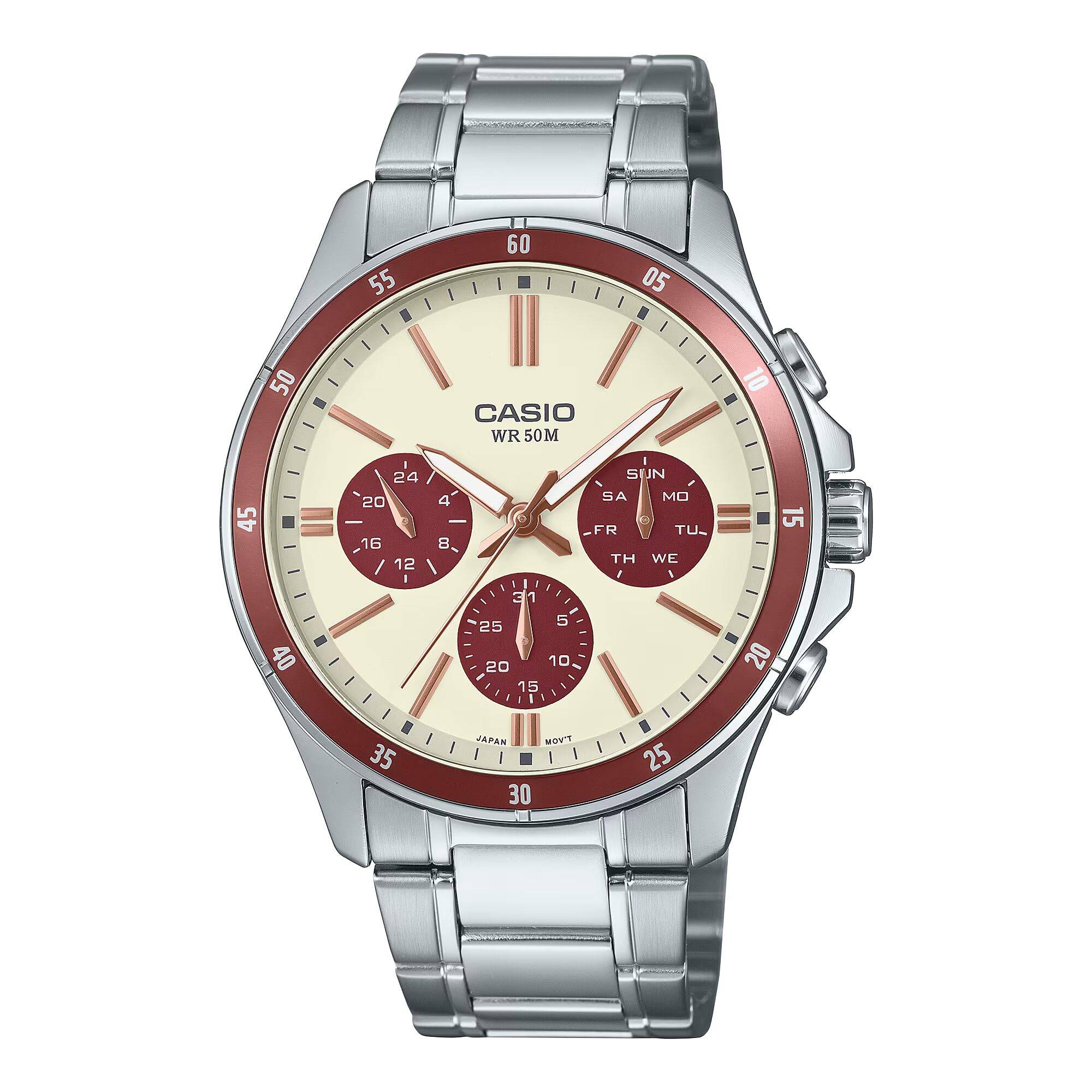 ساعت Casio - مدل MTP-1374D-5A2VDF، رنگ نقره ای، یک اندازه، دارای برسل